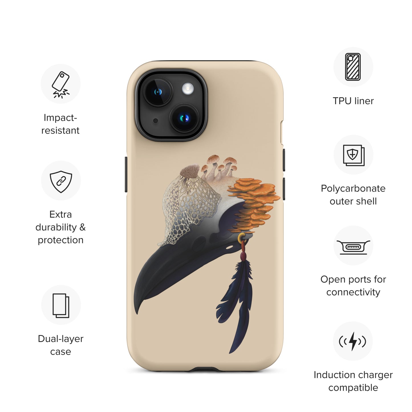 Fungal Crow Skull - Tough Case for iPhone®