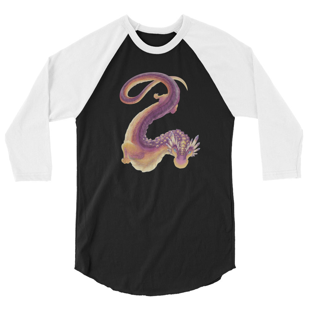 Fluorite Mineral Dragon - Unisex 3/4 Sleeve Raglan Shirt