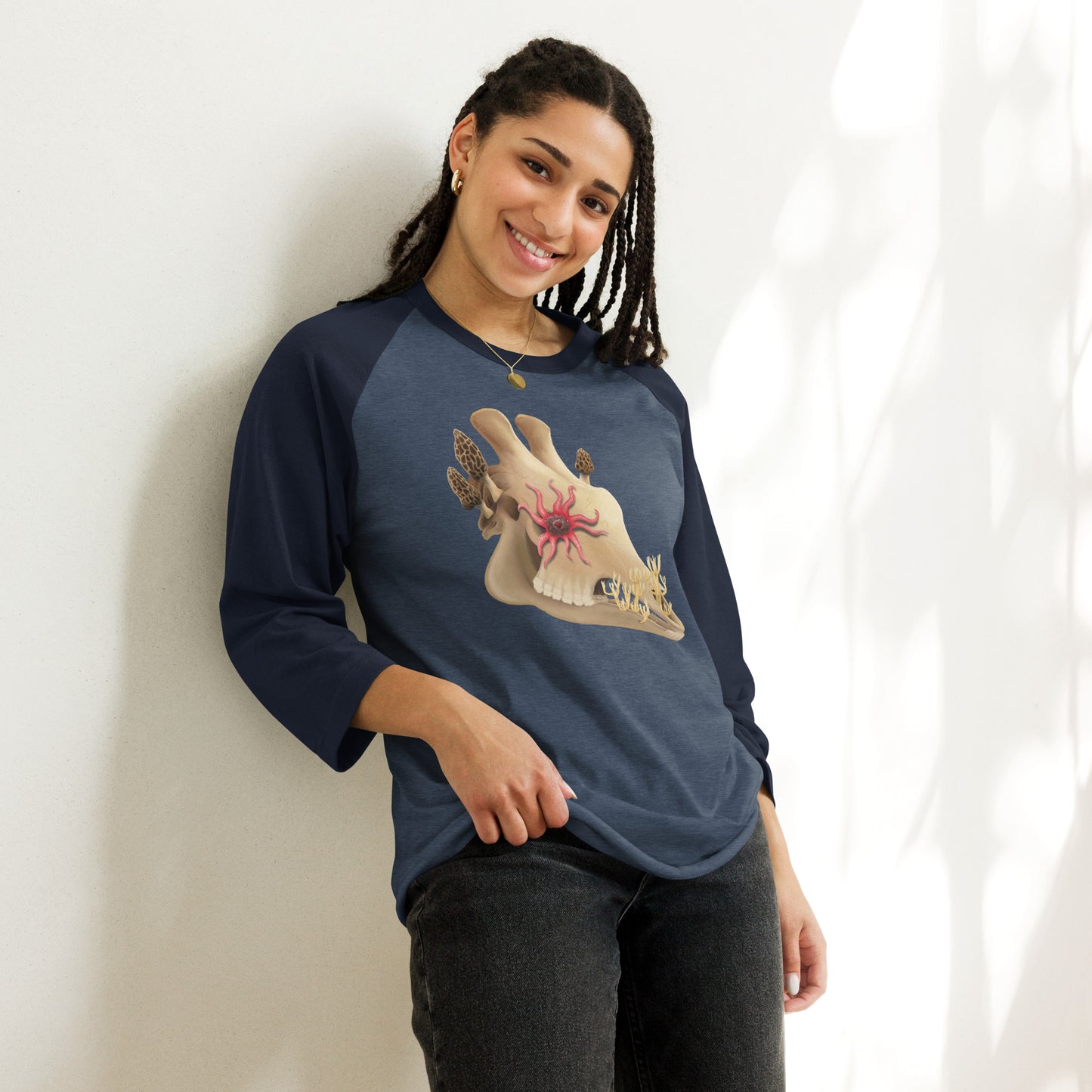 Fungal Giraffe Skull - 3/4 Sleeve Raglan Shirt