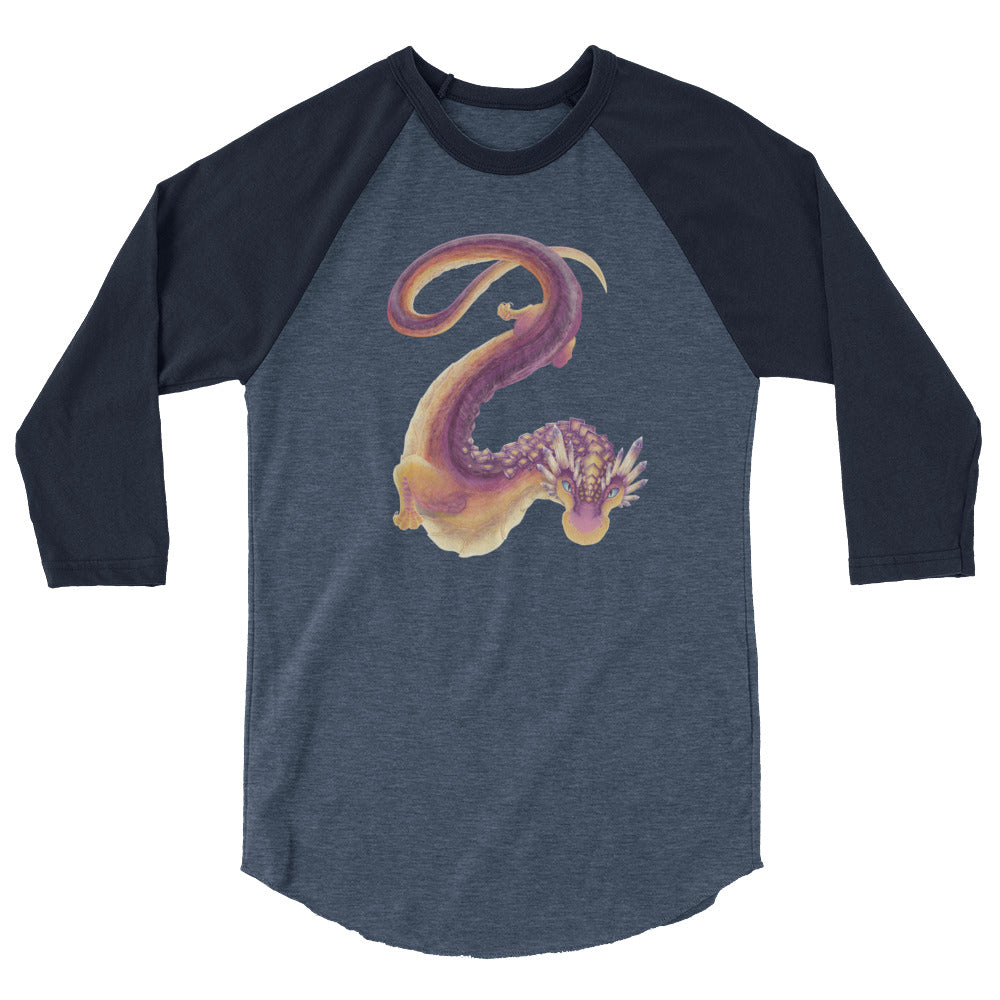 Fluorite Mineral Dragon - Unisex 3/4 Sleeve Raglan Shirt