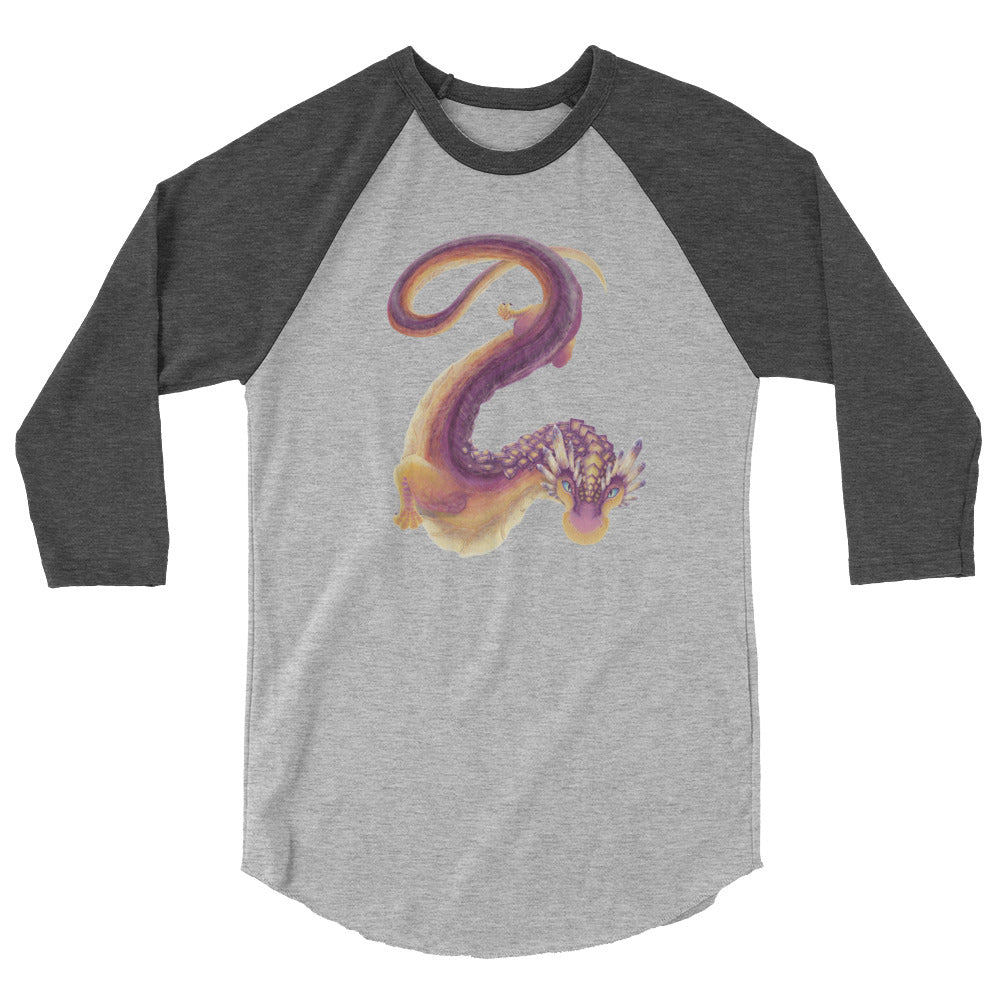 Fluorite Mineral Dragon - Unisex 3/4 Sleeve Raglan Shirt