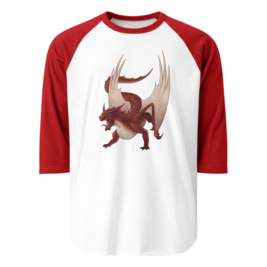 Cinnabar Mineral Dragon - 3/4 Sleeve Raglan Shirt