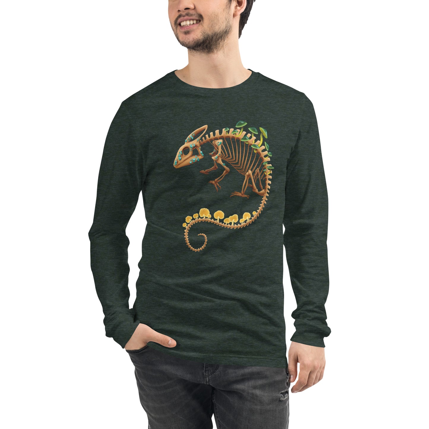 Fungal Chameleon Skeleton - Unisex Long Sleeve Tee