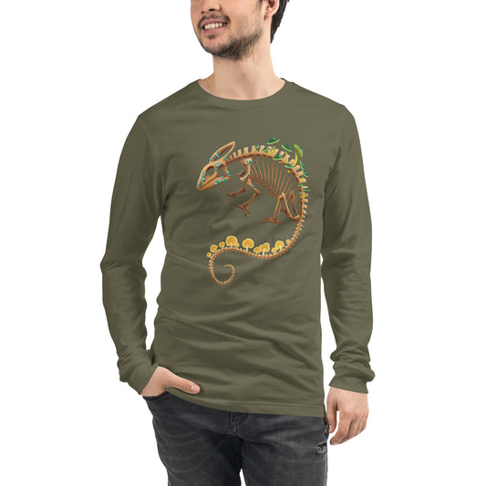 Fungal Chameleon Skeleton - Unisex Long Sleeve Tee