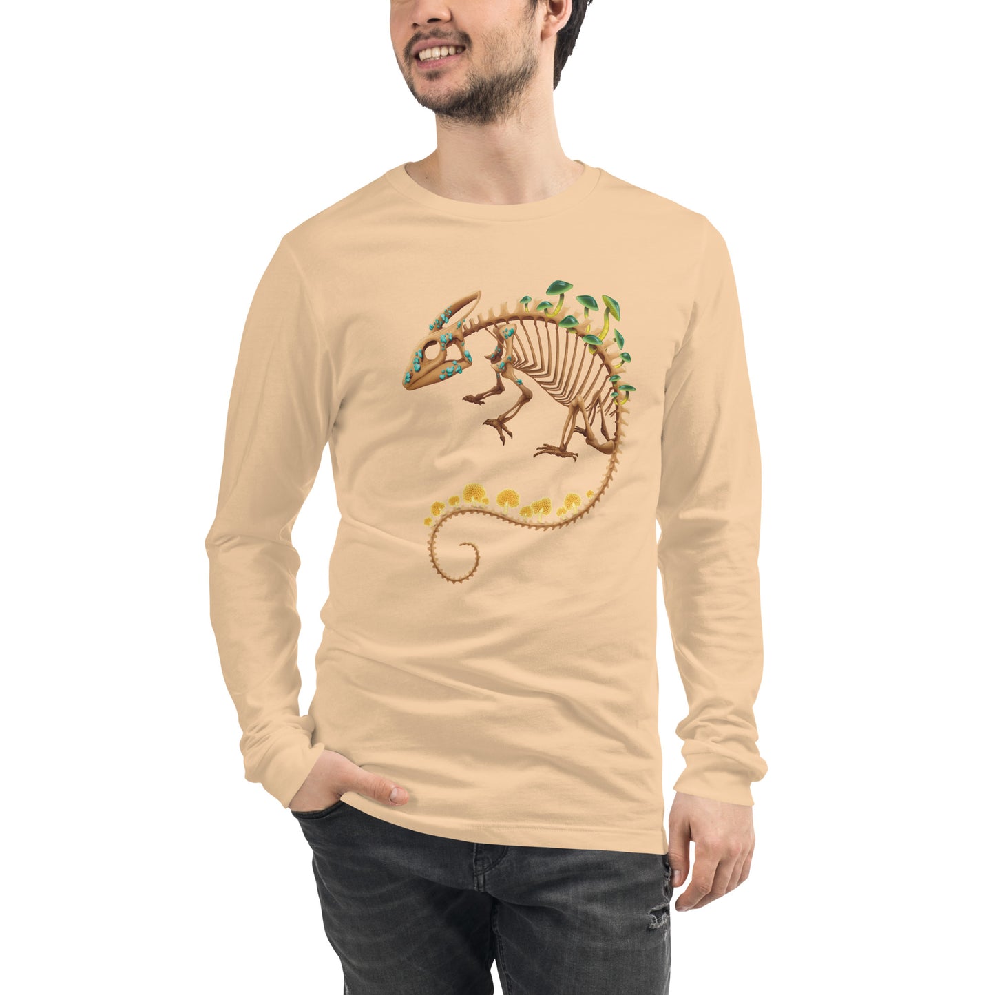 Fungal Chameleon Skeleton - Unisex Long Sleeve Tee