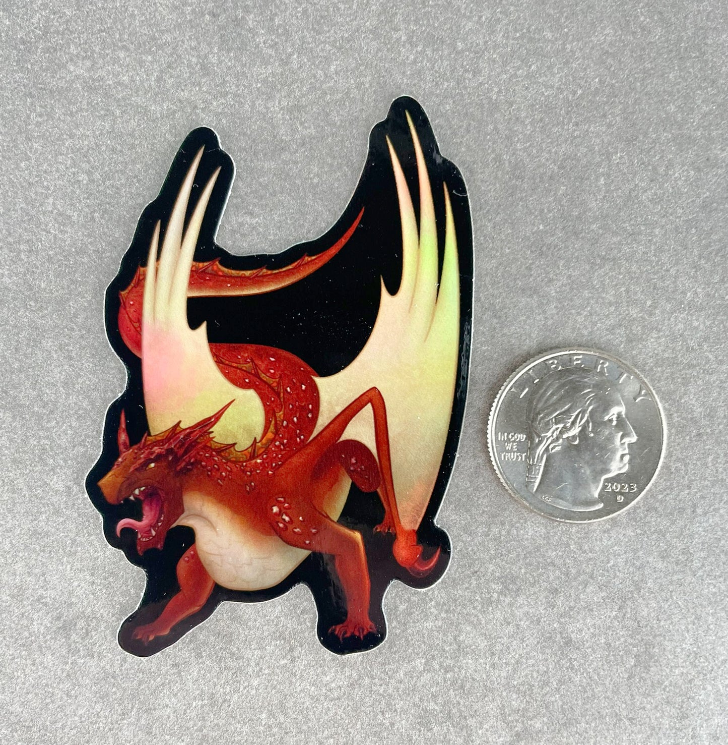 Cinnabar Mineral Dragon - Holographic Die Cut Sticker