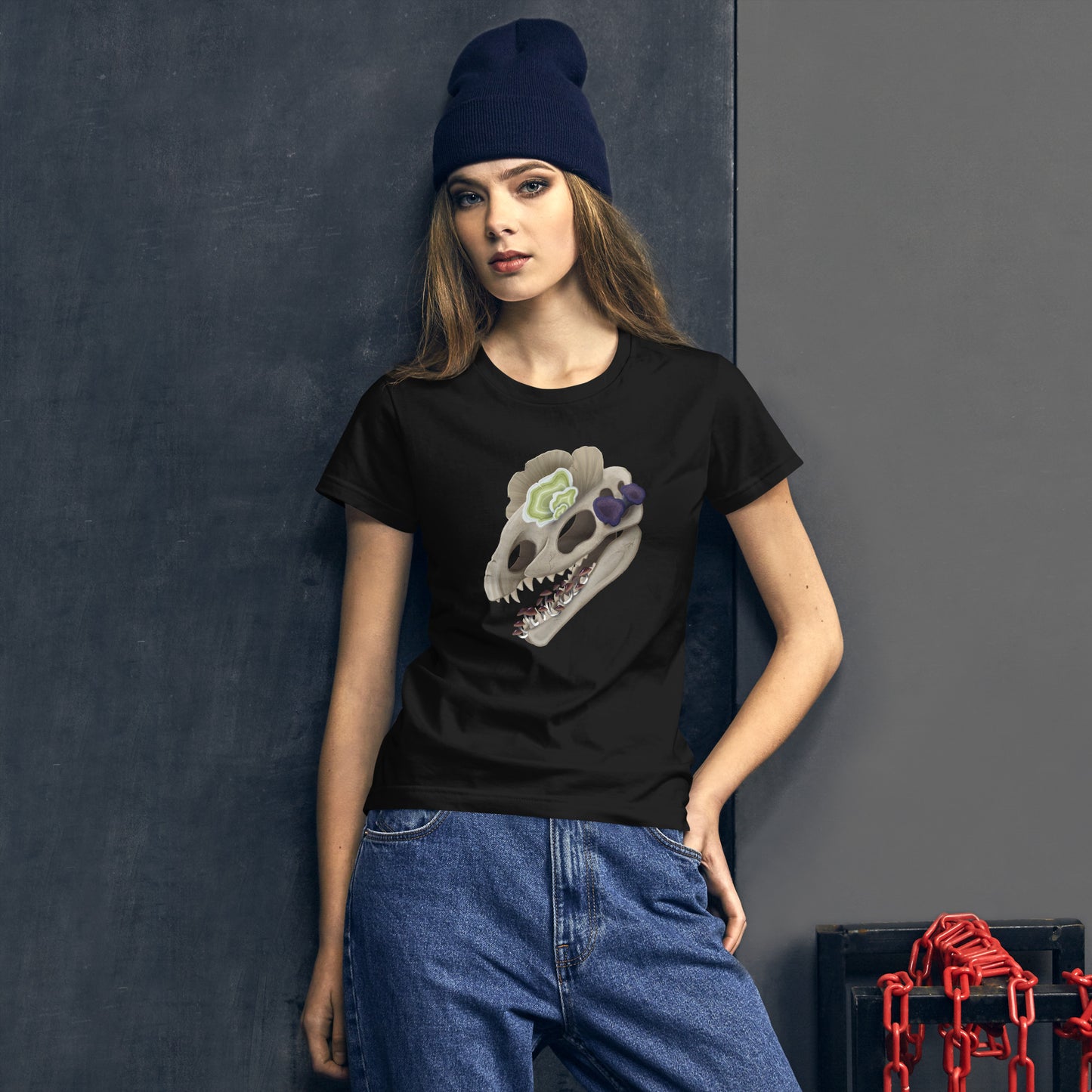 Fungal Dilophosaurus Skull - Women's short sleeve t-shirt