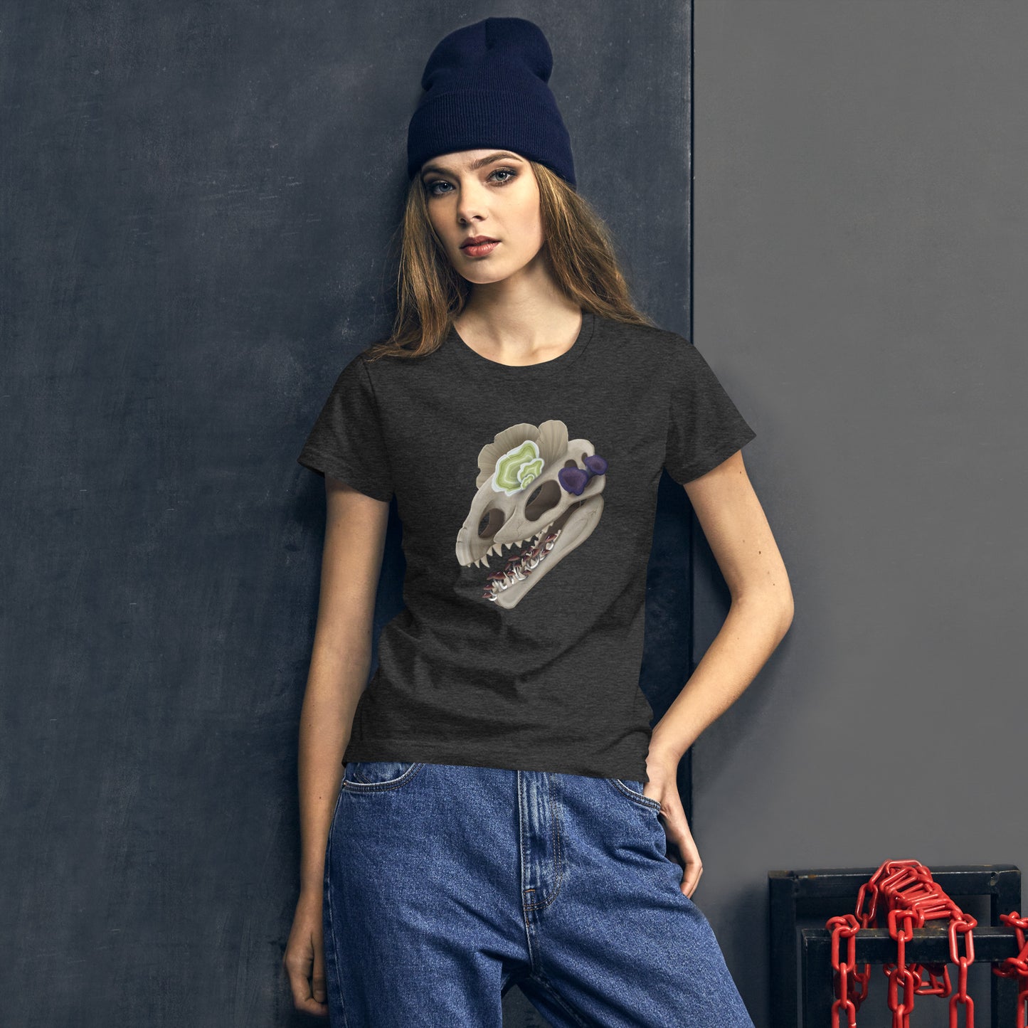 Fungal Dilophosaurus Skull - Women's short sleeve t-shirt