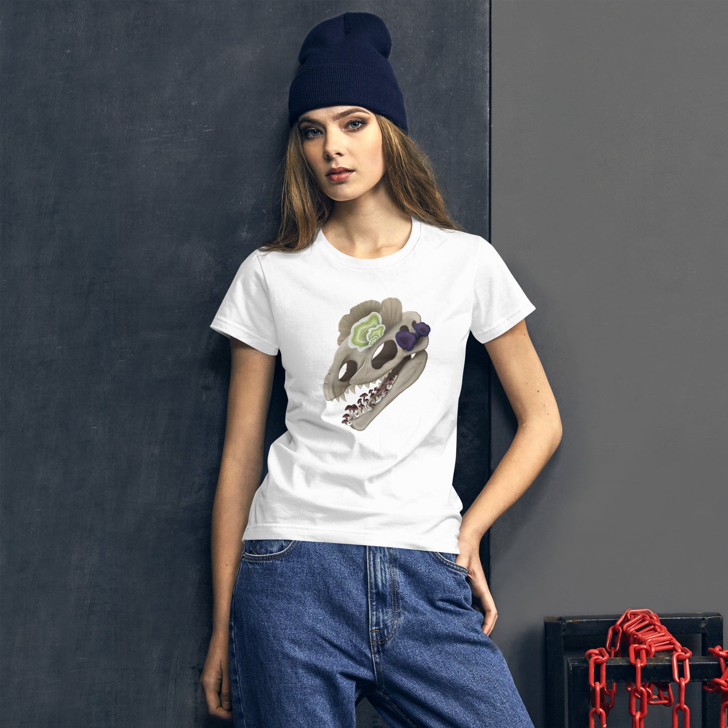 Fungal Dilophosaurus Skull - Women's short sleeve t-shirt