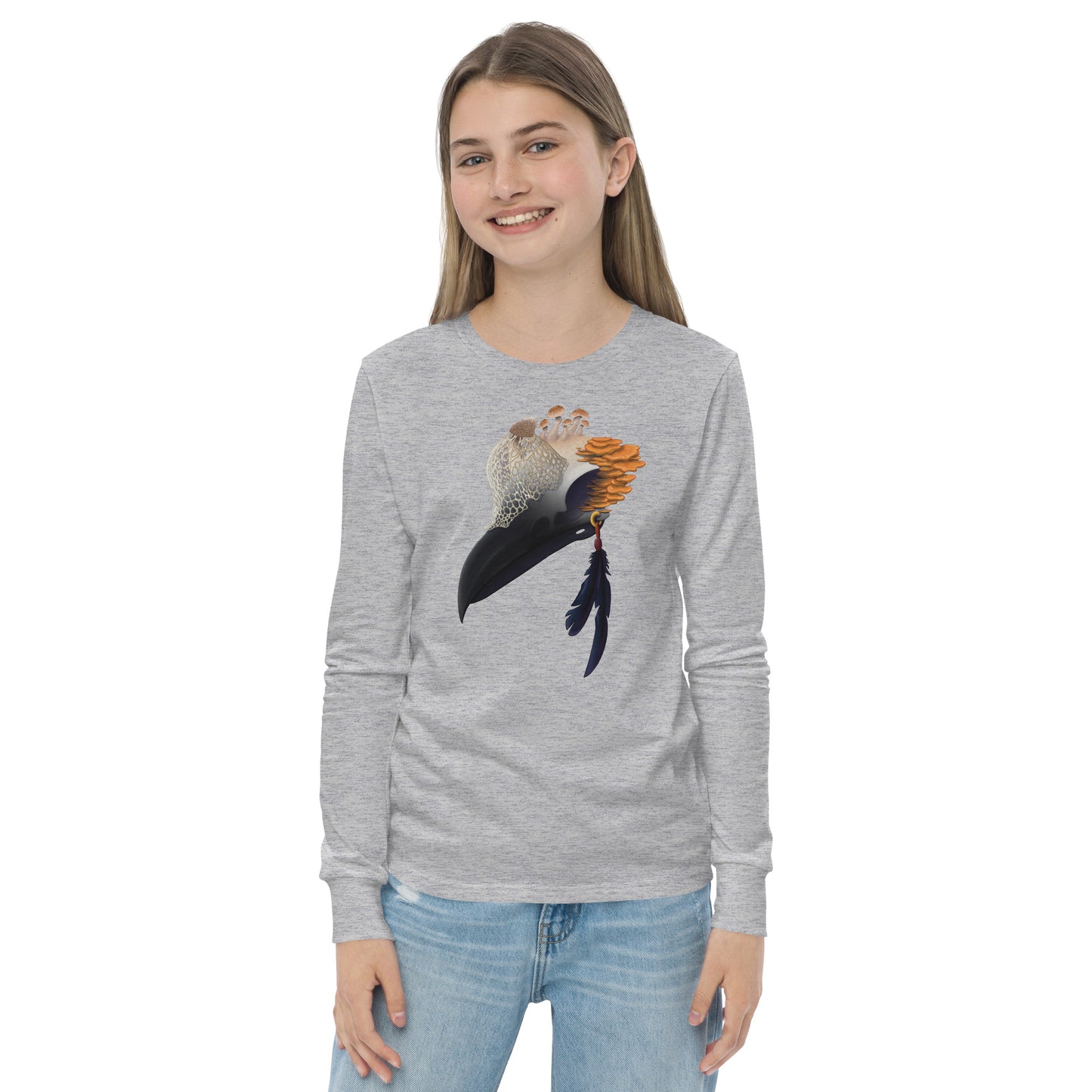 Fungal Crow Skull - Youth long sleeve tee