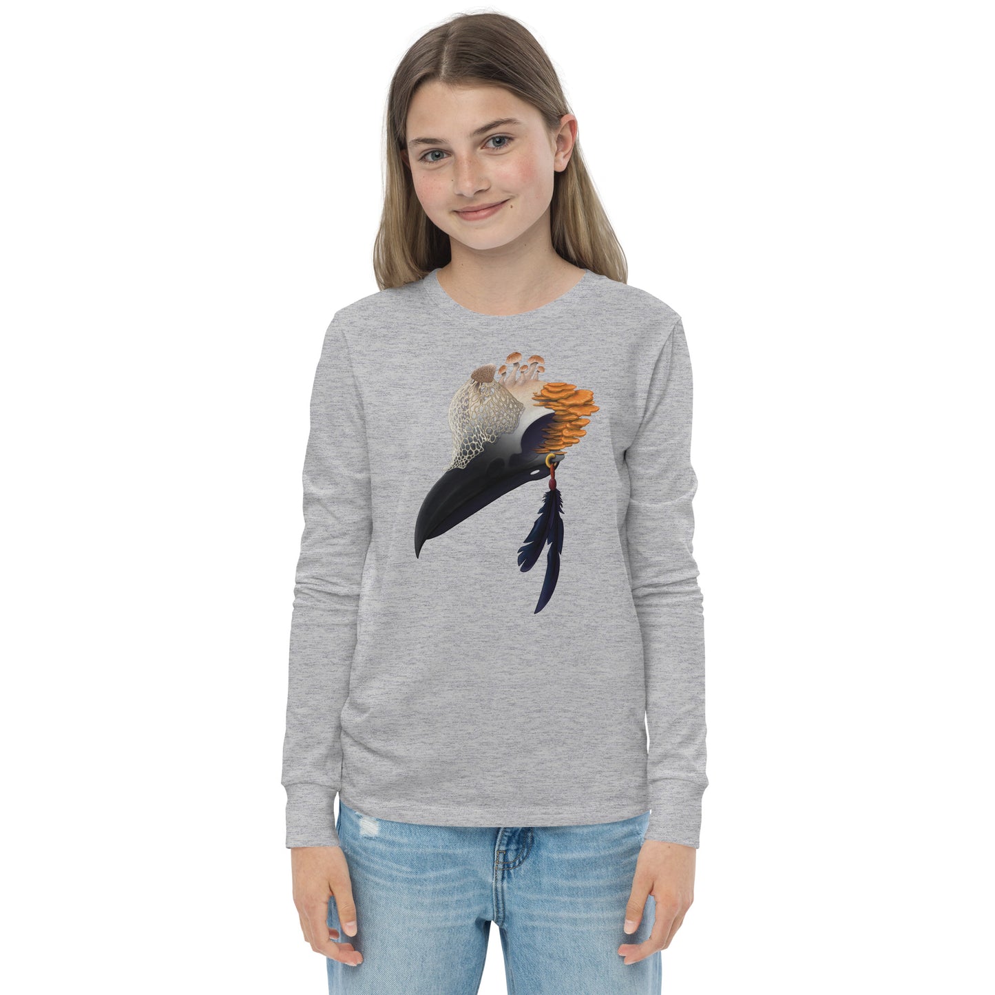 Fungal Crow Skull - Youth long sleeve tee