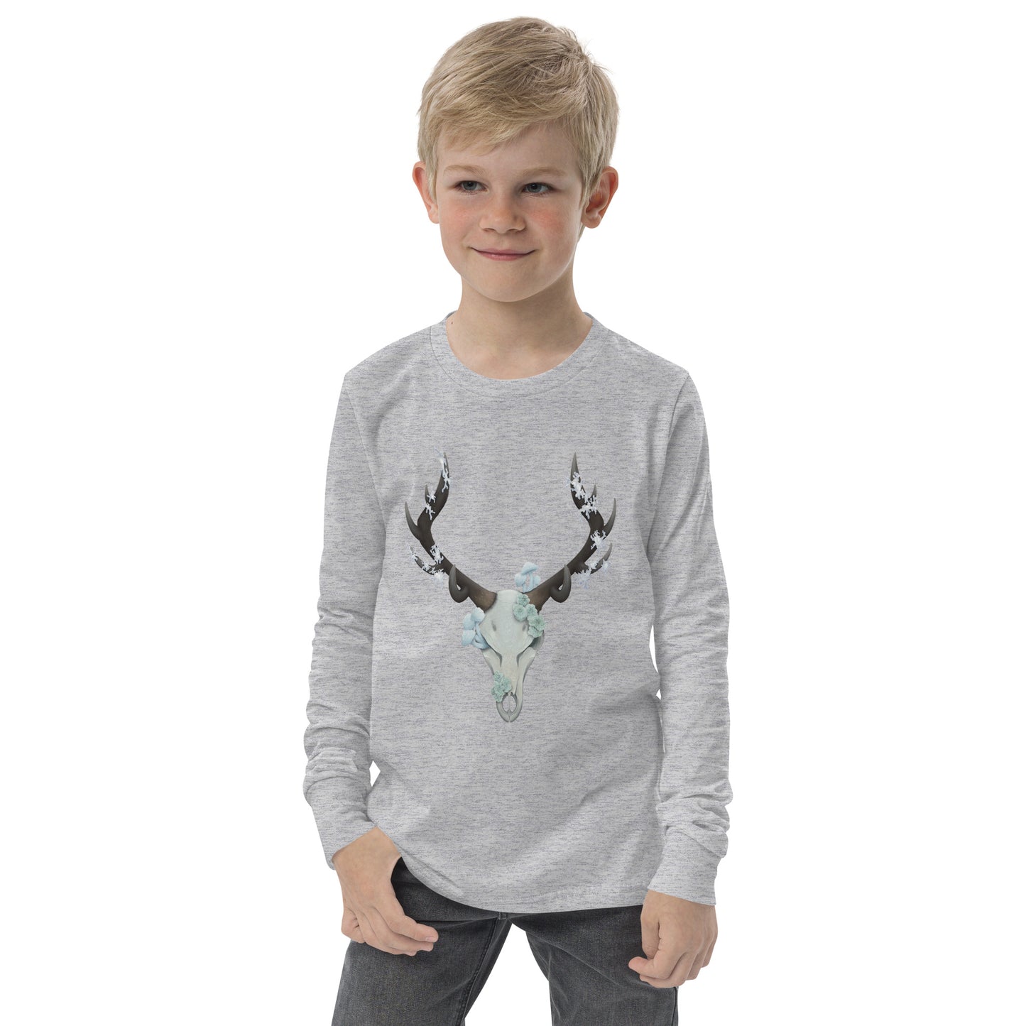 Fungal Elk Skull - Youth long sleeve tee