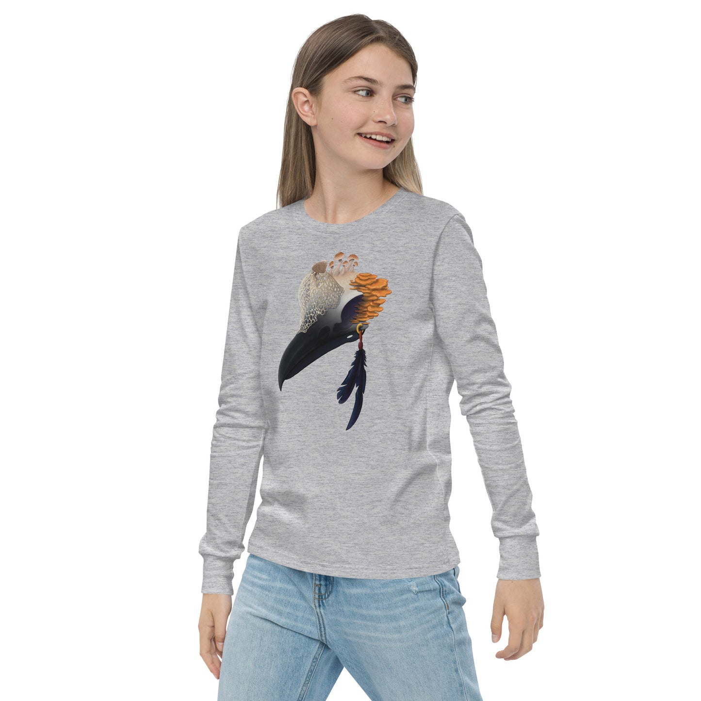 Fungal Crow Skull - Youth long sleeve tee