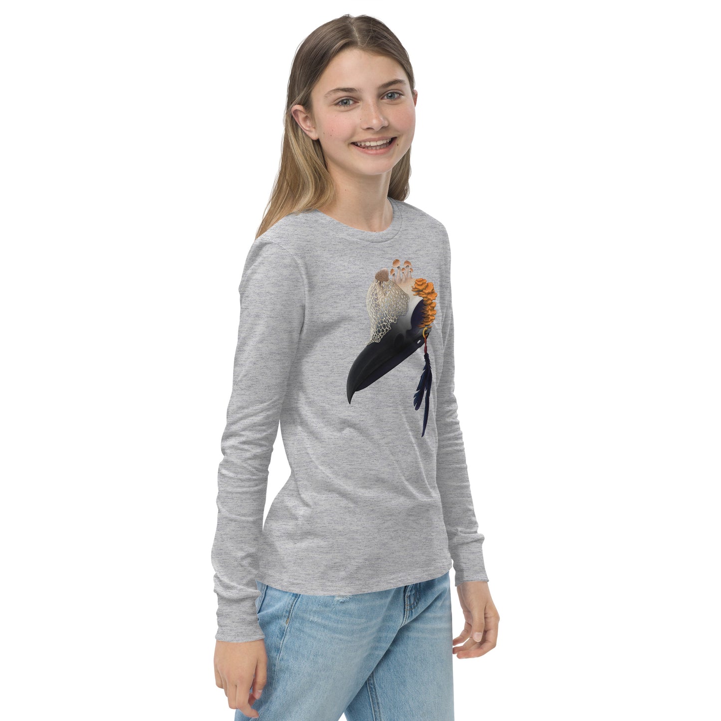 Fungal Crow Skull - Youth long sleeve tee