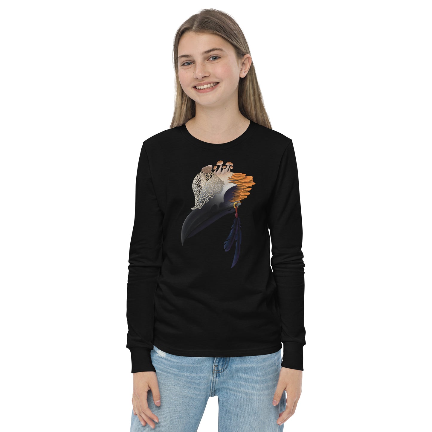 Fungal Crow Skull - Youth long sleeve tee