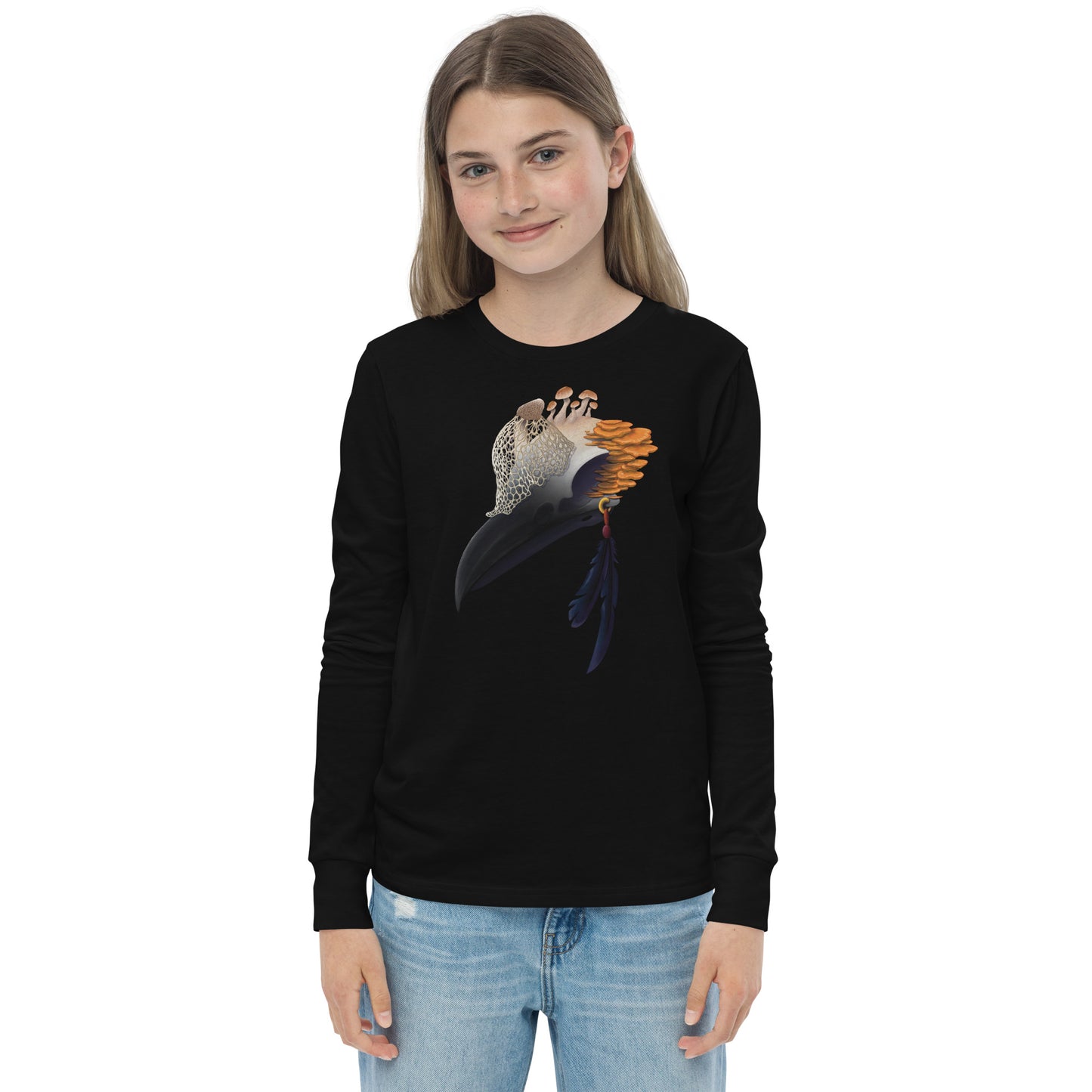 Fungal Crow Skull - Youth long sleeve tee