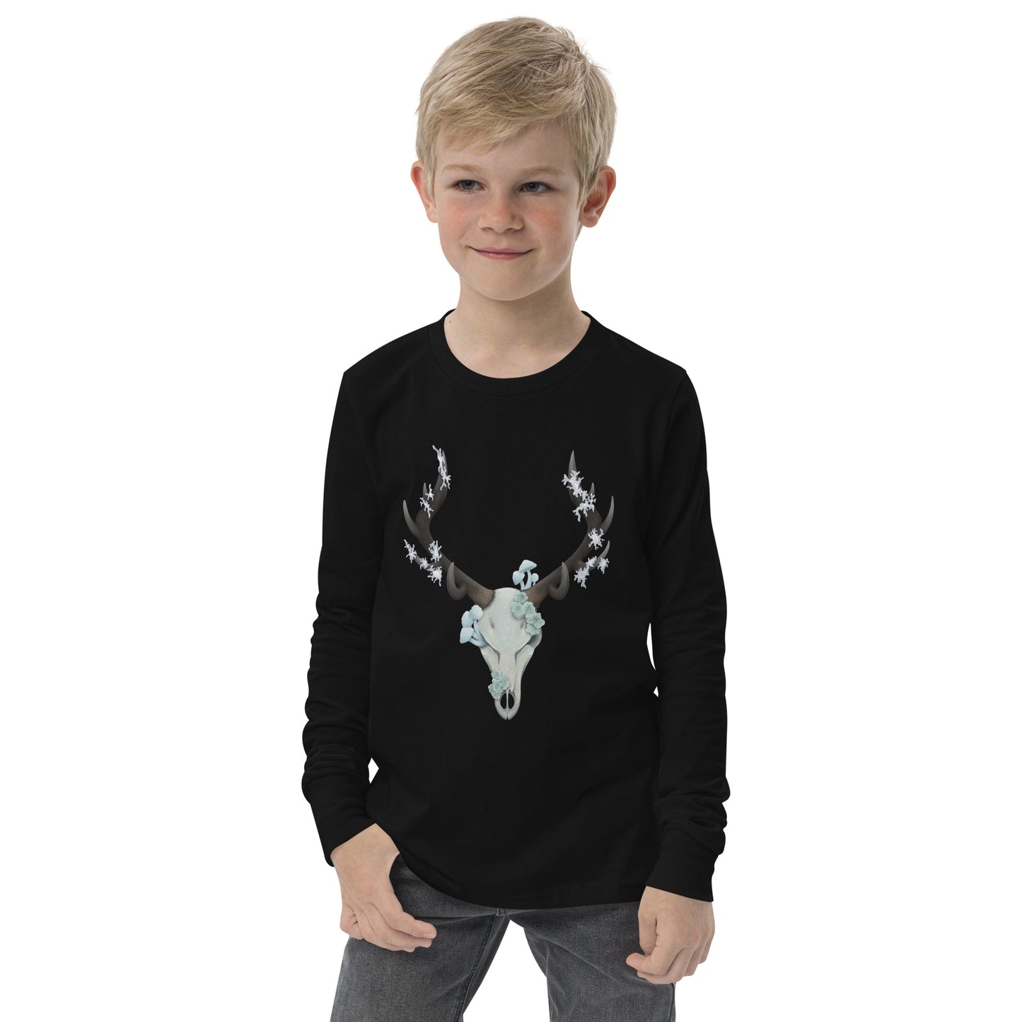 Fungal Elk Skull - Youth long sleeve tee