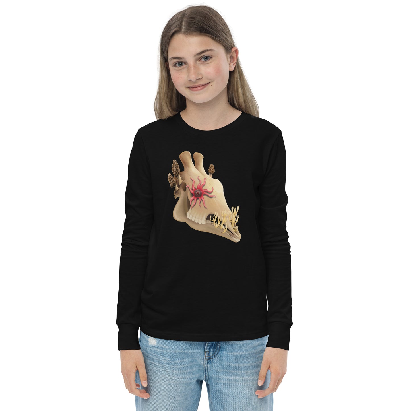 Fungal Giraffe Skull - Youth Long Sleeve Tee