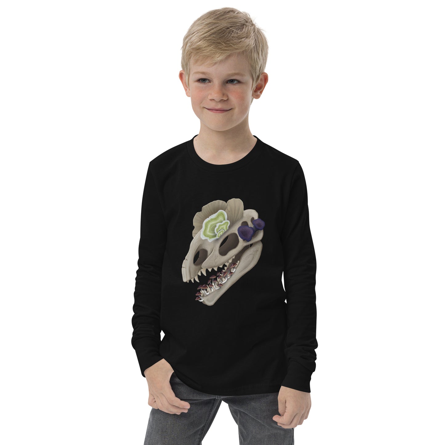 Fungal Dilophosaurus Skull - Youth Long Sleeve Tee