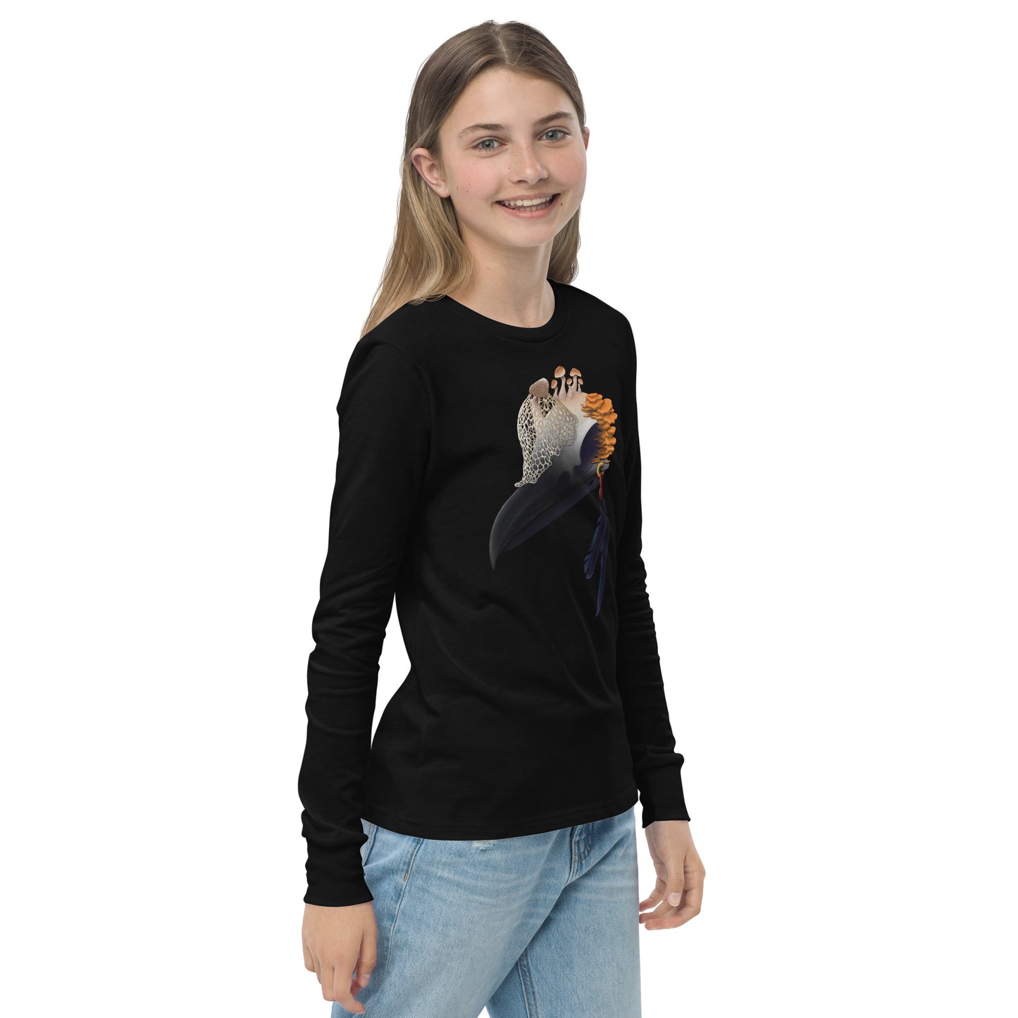 Fungal Crow Skull - Youth long sleeve tee