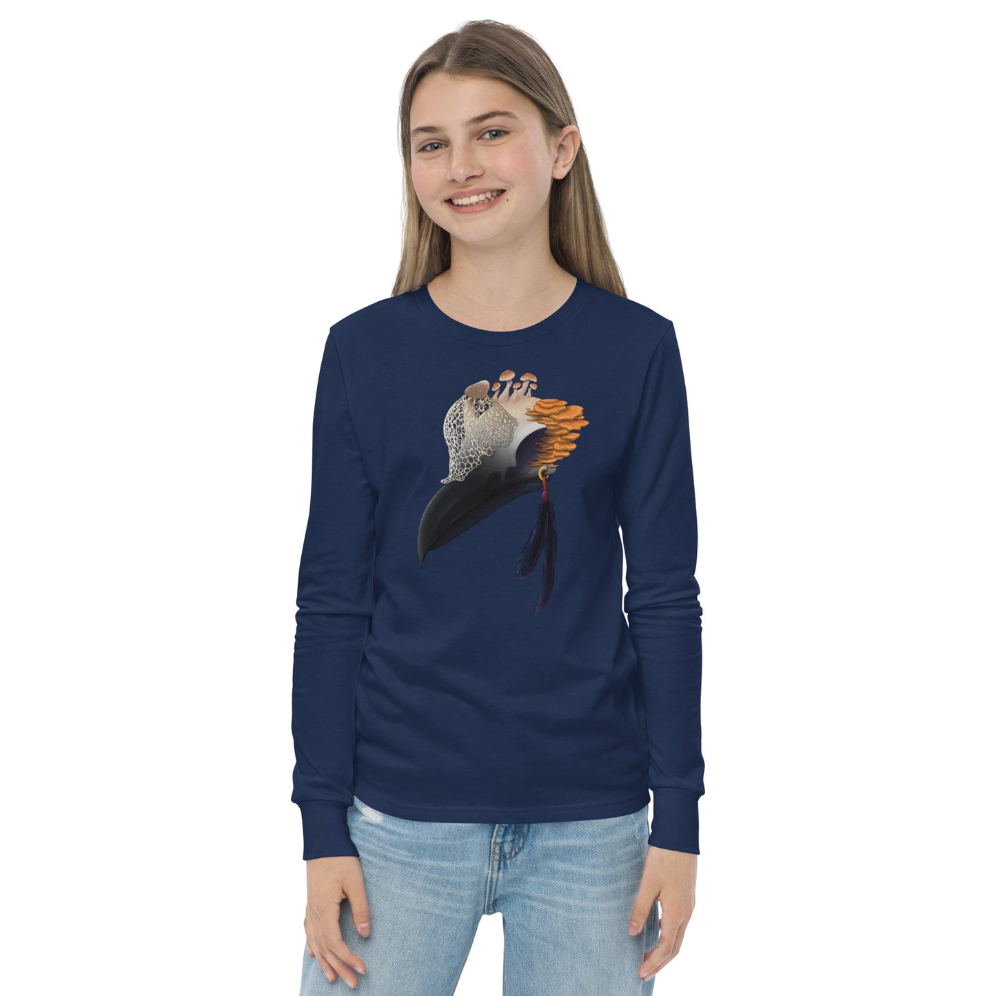 Fungal Crow Skull - Youth long sleeve tee