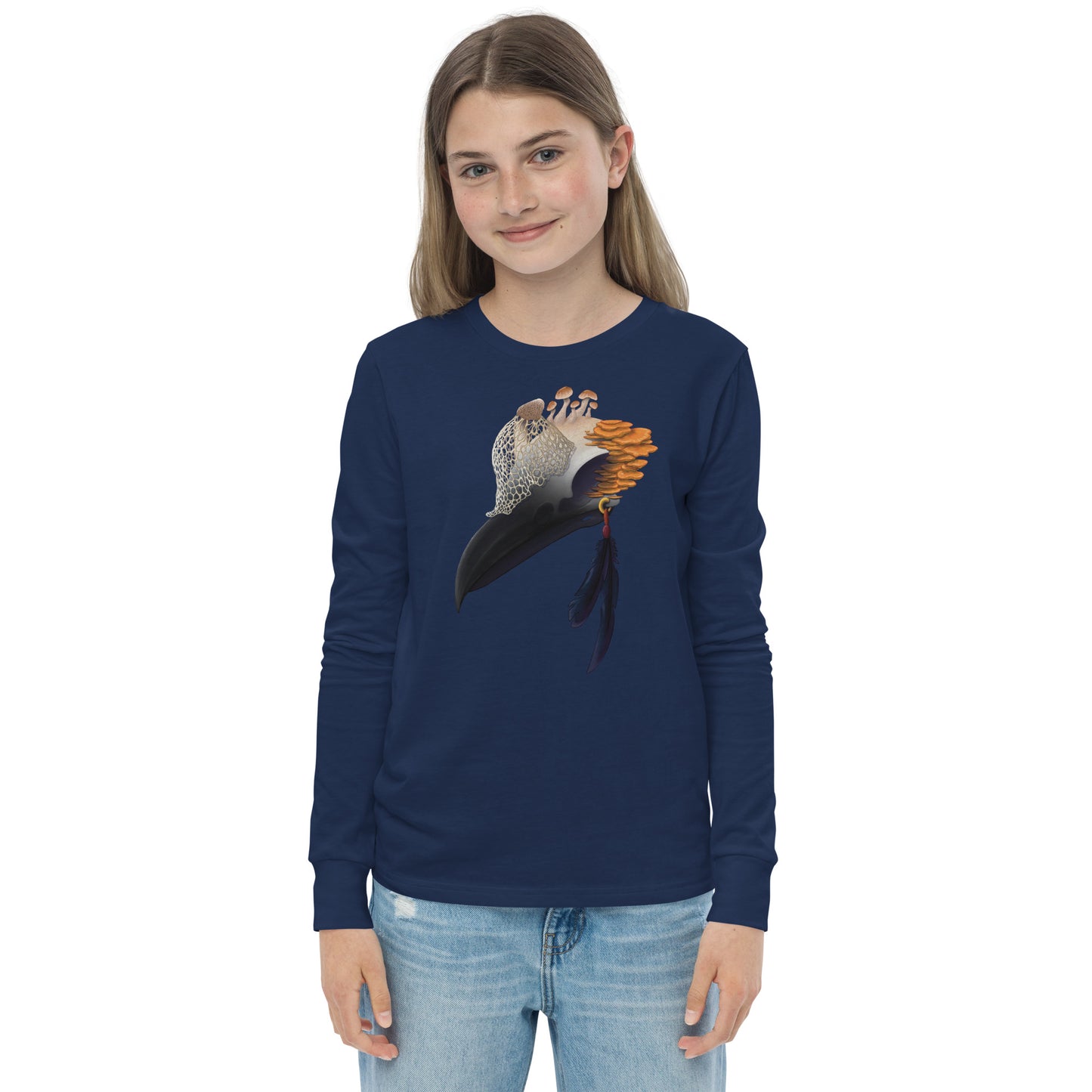 Fungal Crow Skull - Youth long sleeve tee