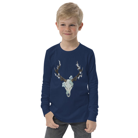 Fungal Elk Skull - Youth long sleeve tee