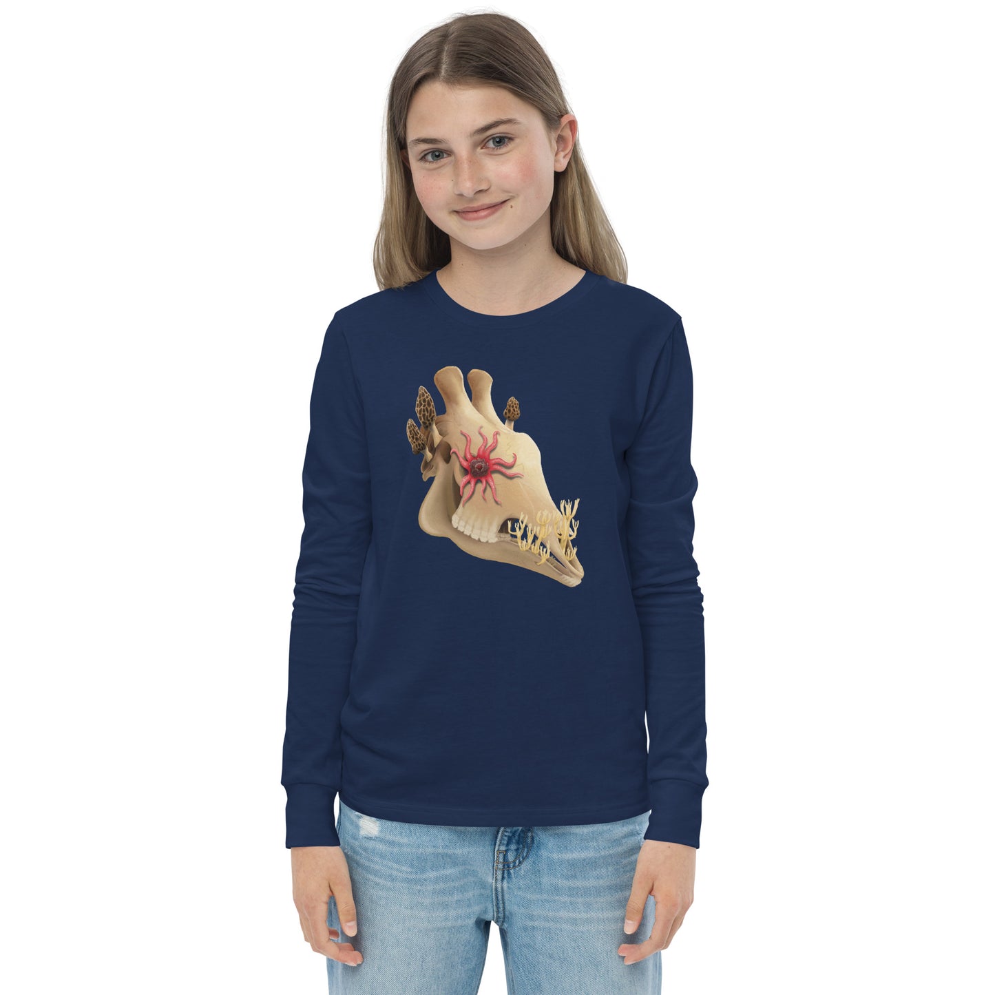 Fungal Giraffe Skull - Youth Long Sleeve Tee