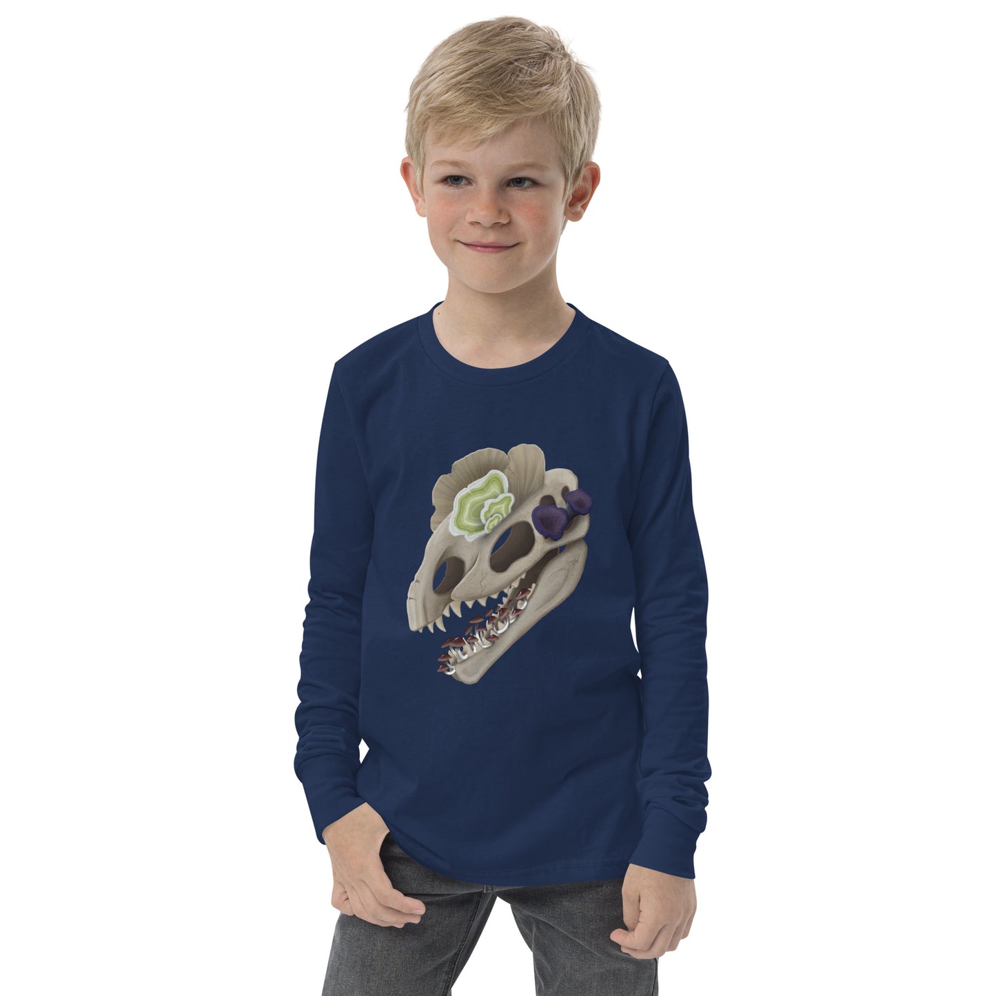 Fungal Dilophosaurus Skull - Youth Long Sleeve Tee