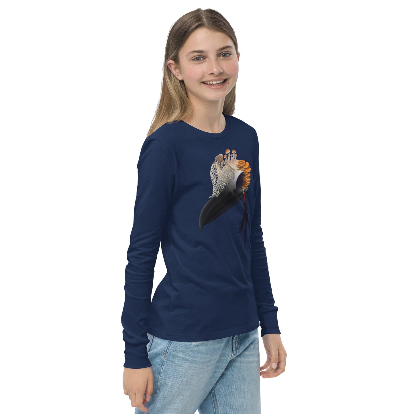 Fungal Crow Skull - Youth long sleeve tee