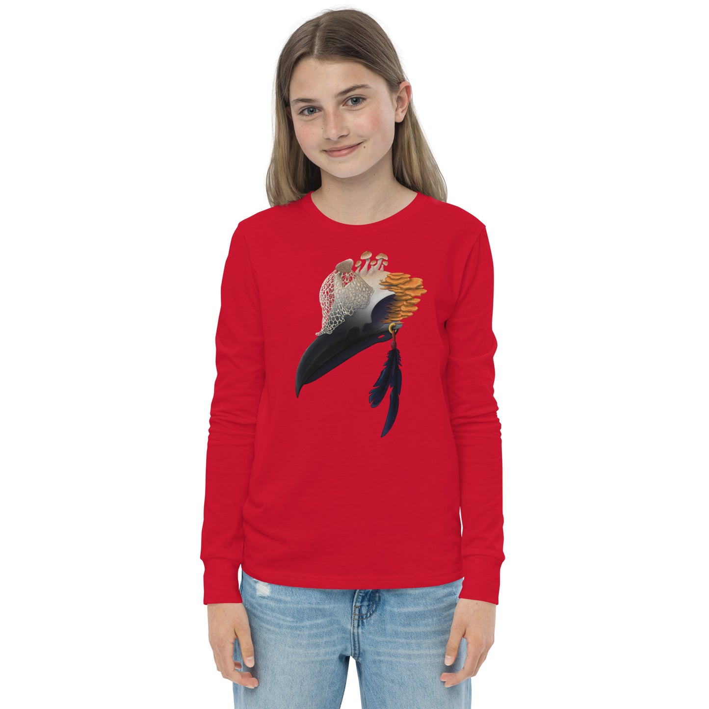 Fungal Crow Skull - Youth long sleeve tee