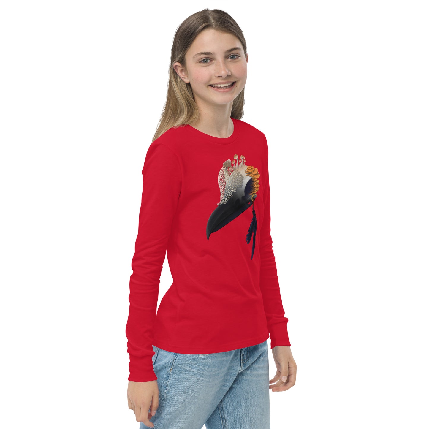 Fungal Crow Skull - Youth long sleeve tee