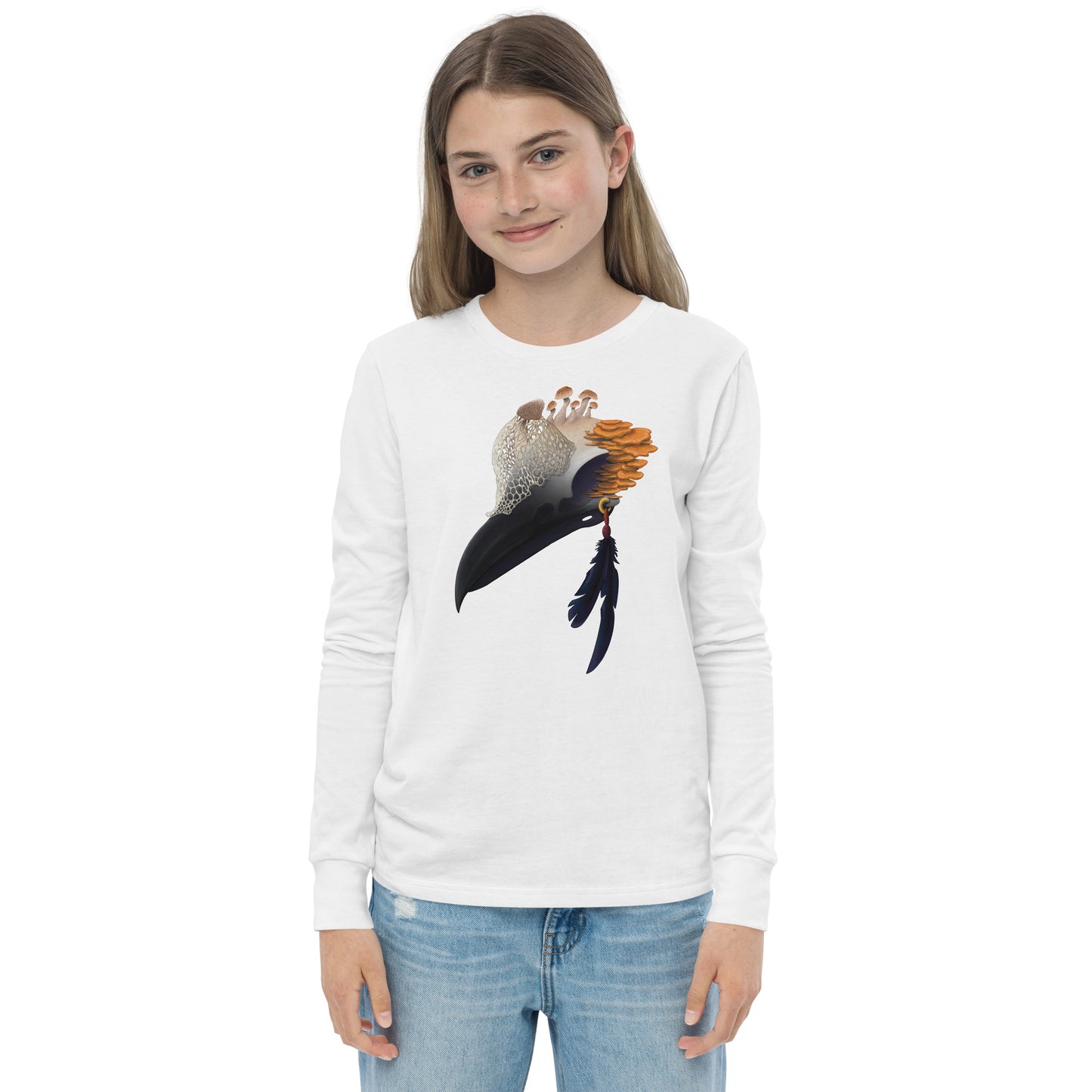 Fungal Crow Skull - Youth long sleeve tee