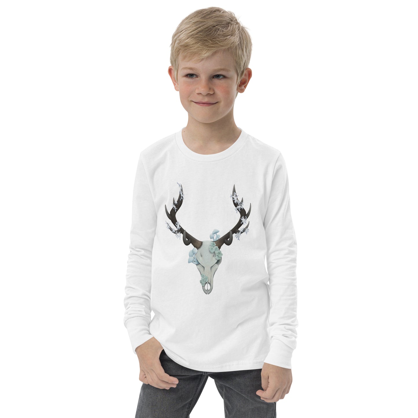 Fungal Elk Skull - Youth long sleeve tee