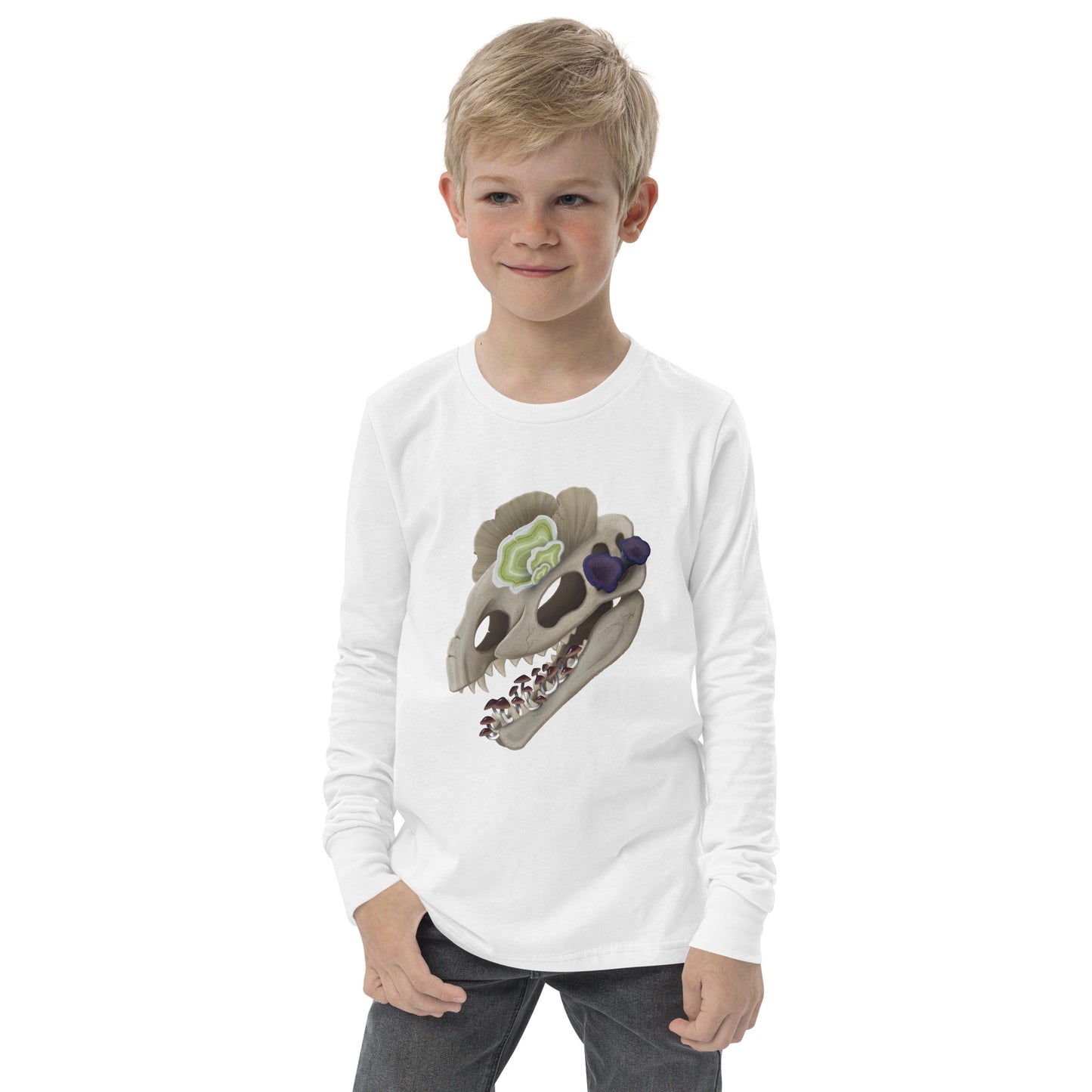 Fungal Dilophosaurus Skull - Youth Long Sleeve Tee