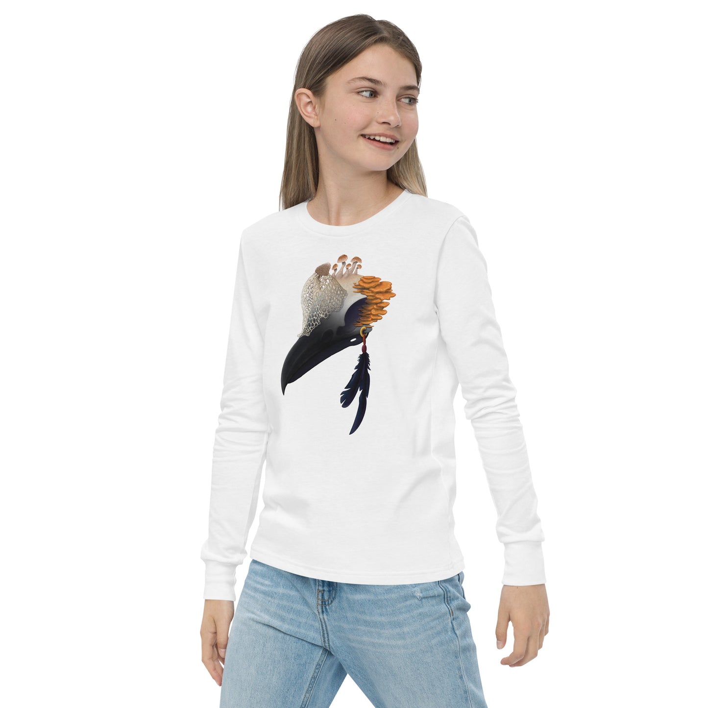 Fungal Crow Skull - Youth long sleeve tee