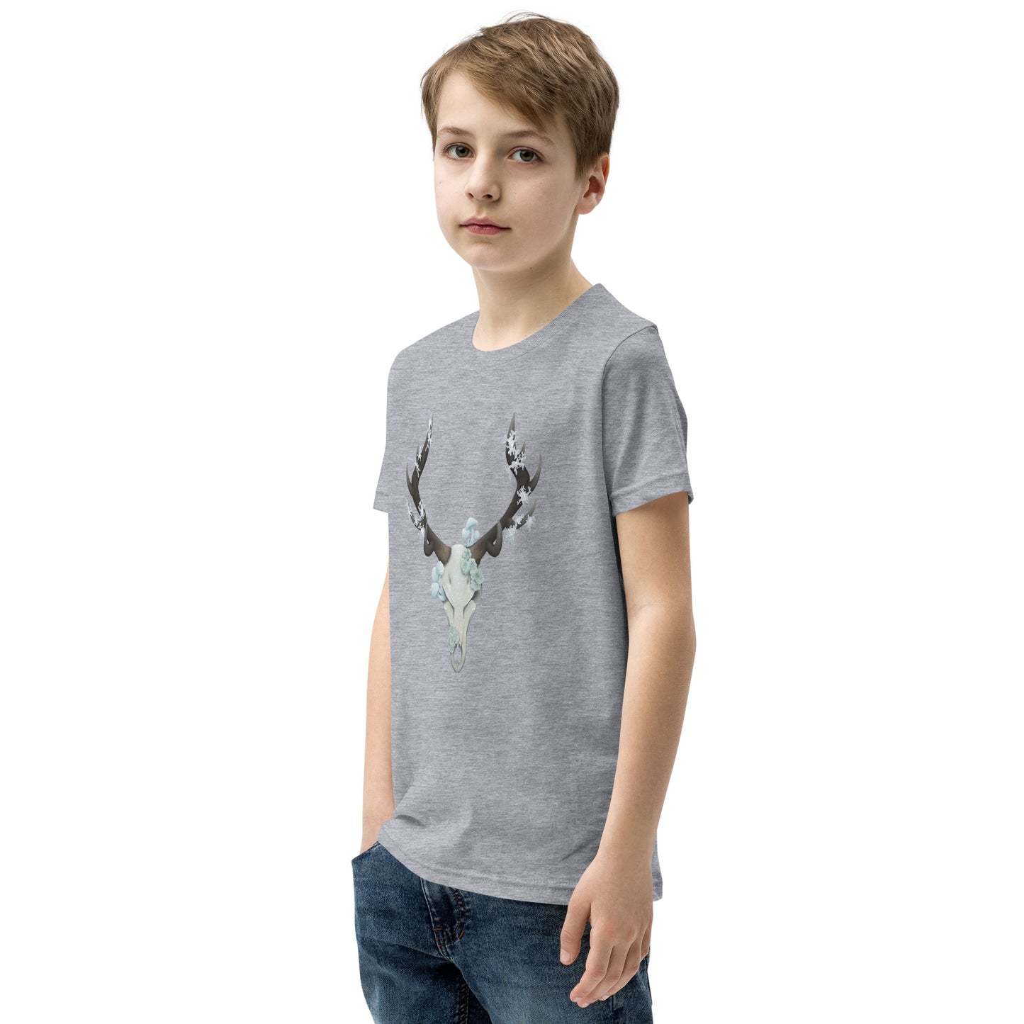 Fungal Elk Skull - Youth Short Sleeve T-Shirt