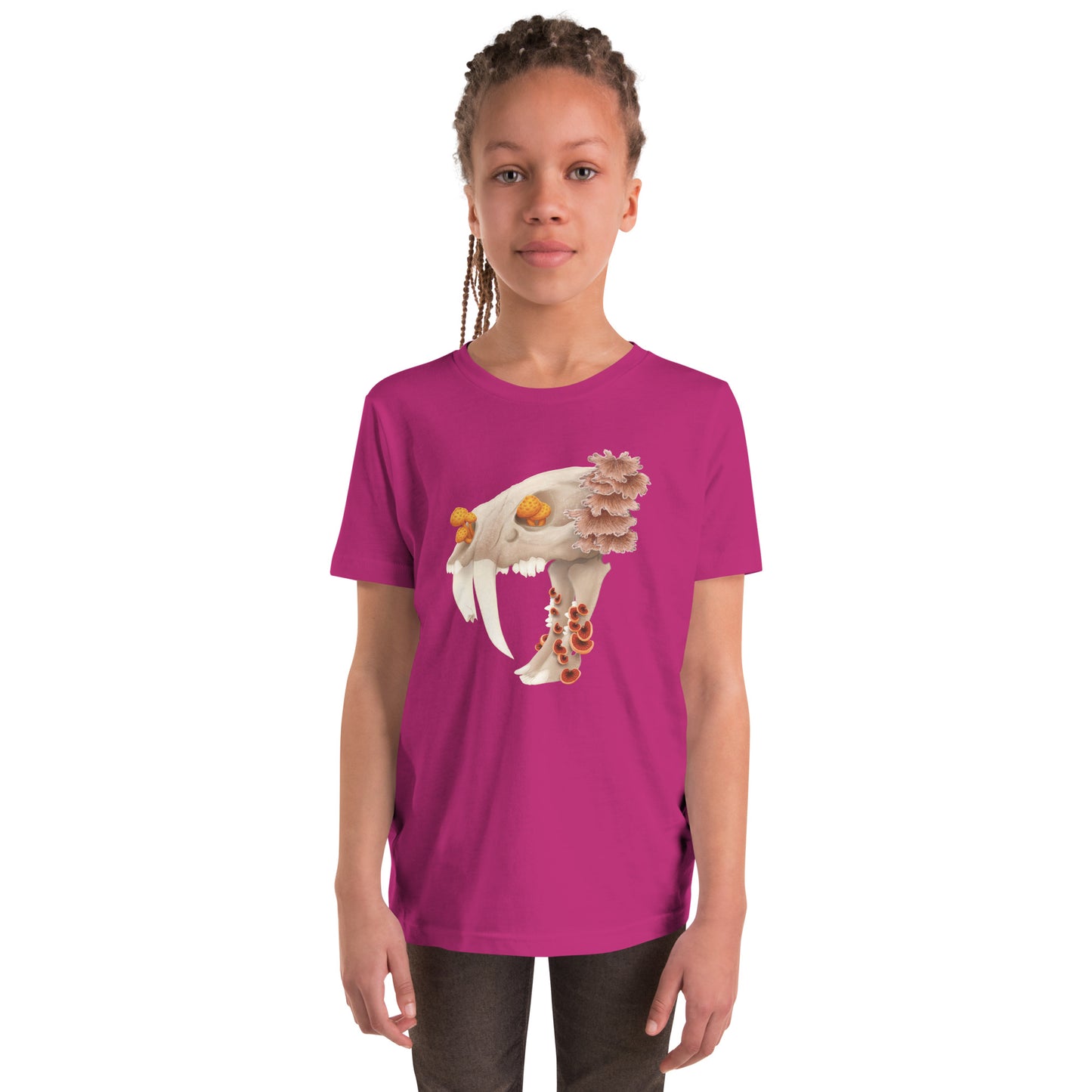 Fungal Sabertooth Skull - Youth Short Sleeve T-Shirt