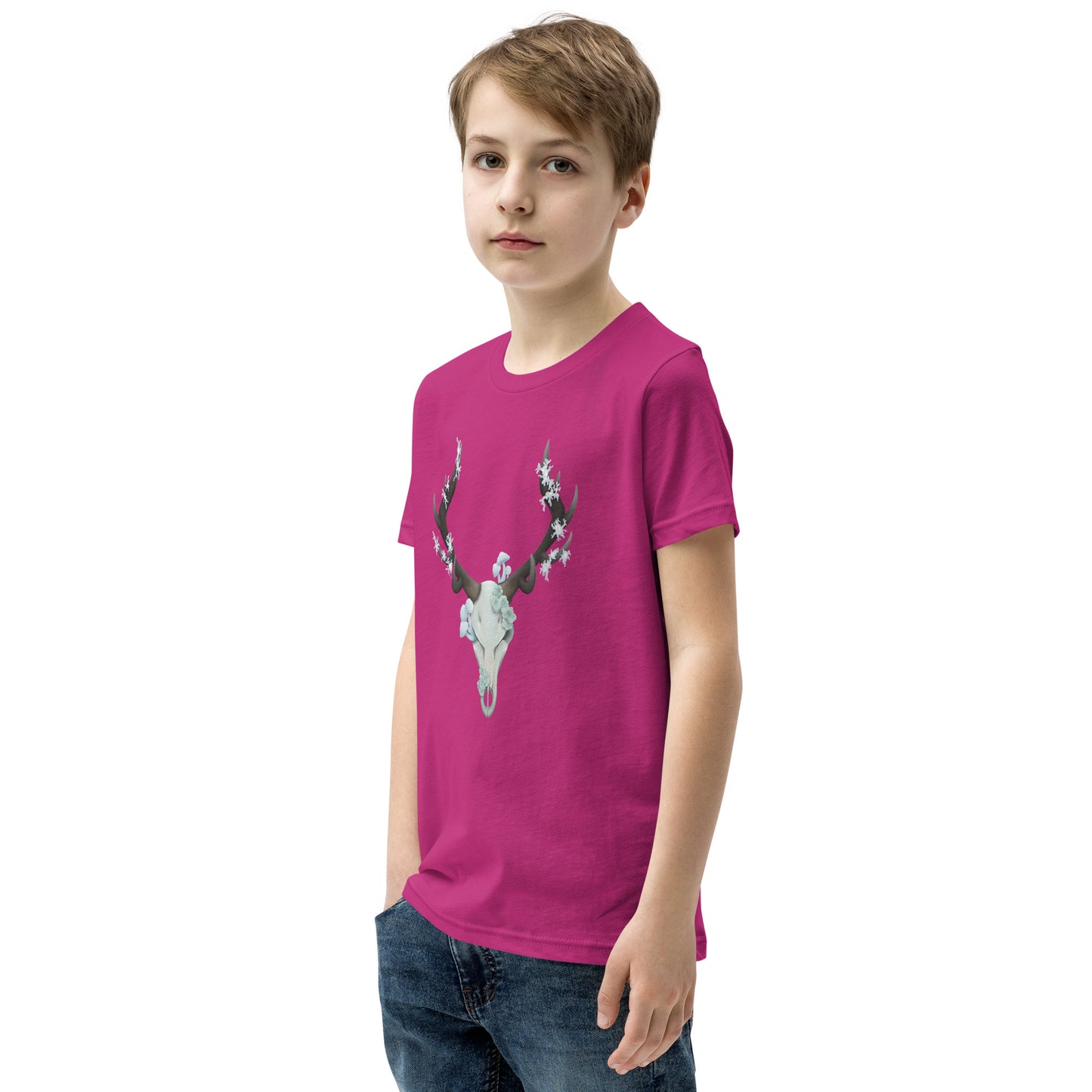 Fungal Elk Skull - Youth Short Sleeve T-Shirt