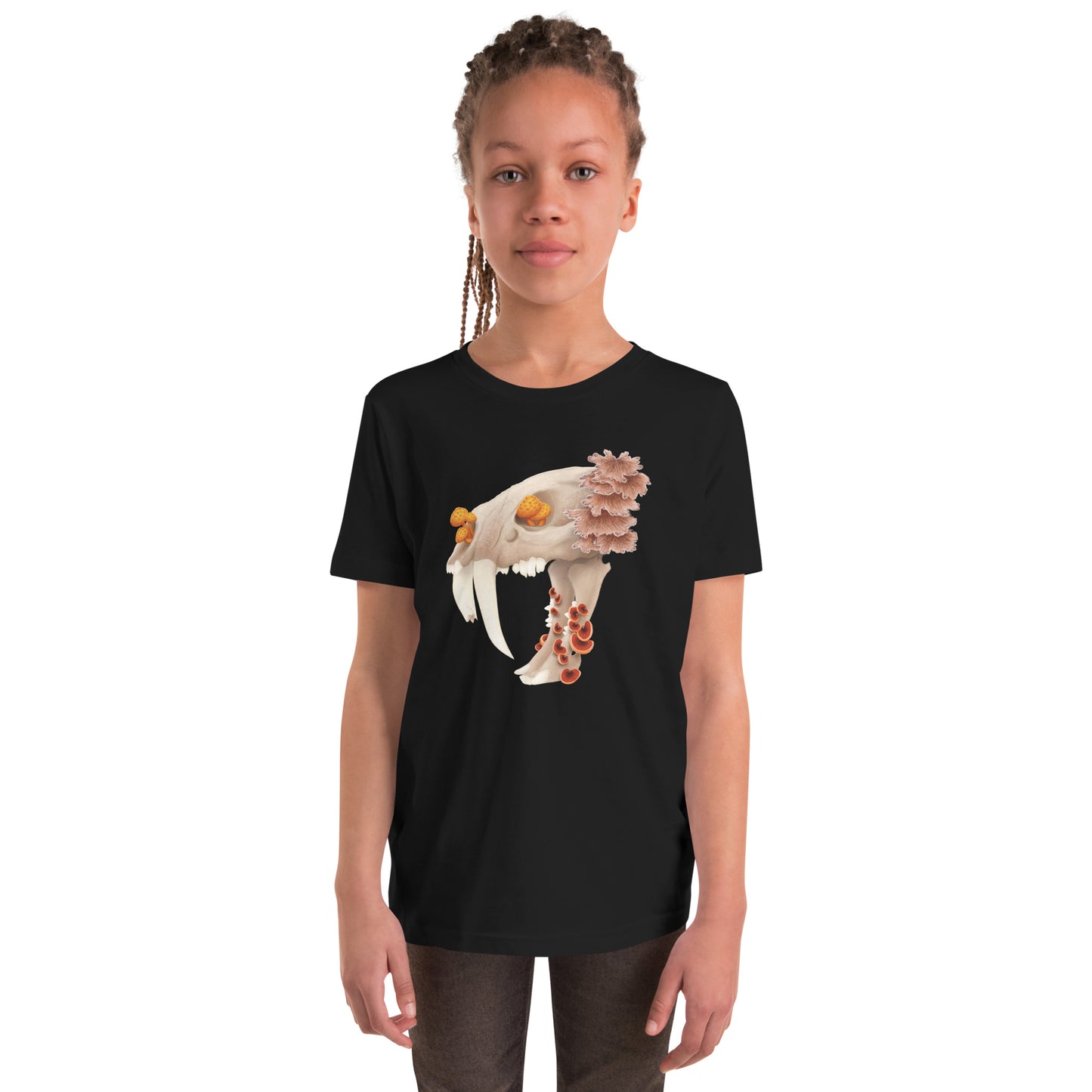 Fungal Sabertooth Skull - Youth Short Sleeve T-Shirt