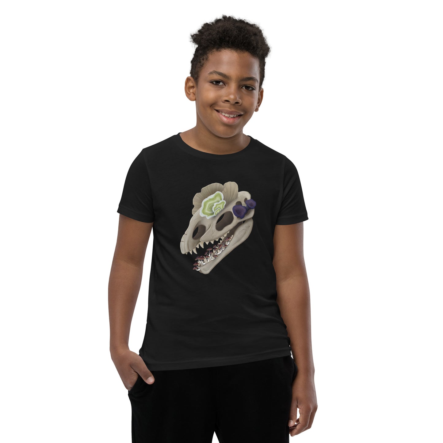 Fungal Dilophosaurus Skull - Unisex Youth Short Sleeve T-Shirt