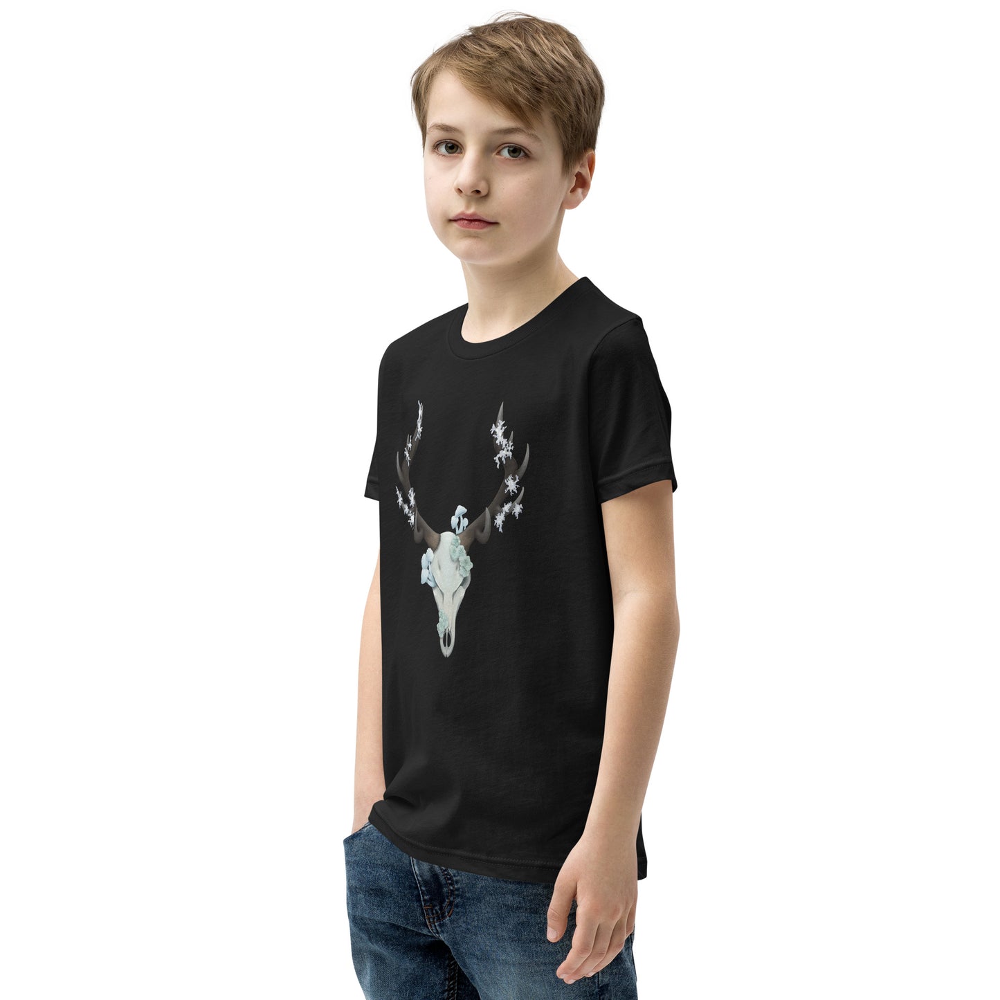 Fungal Elk Skull - Youth Short Sleeve T-Shirt