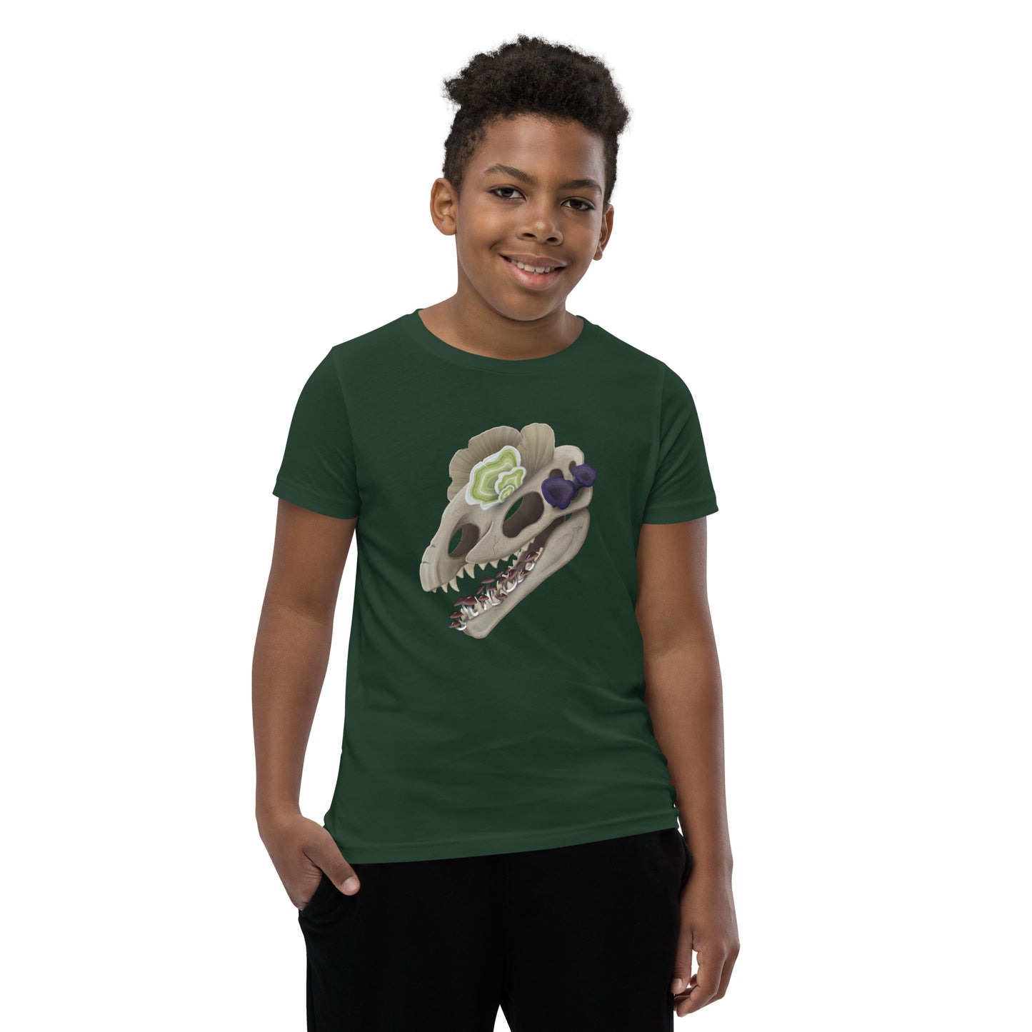 Fungal Dilophosaurus Skull - Unisex Youth Short Sleeve T-Shirt