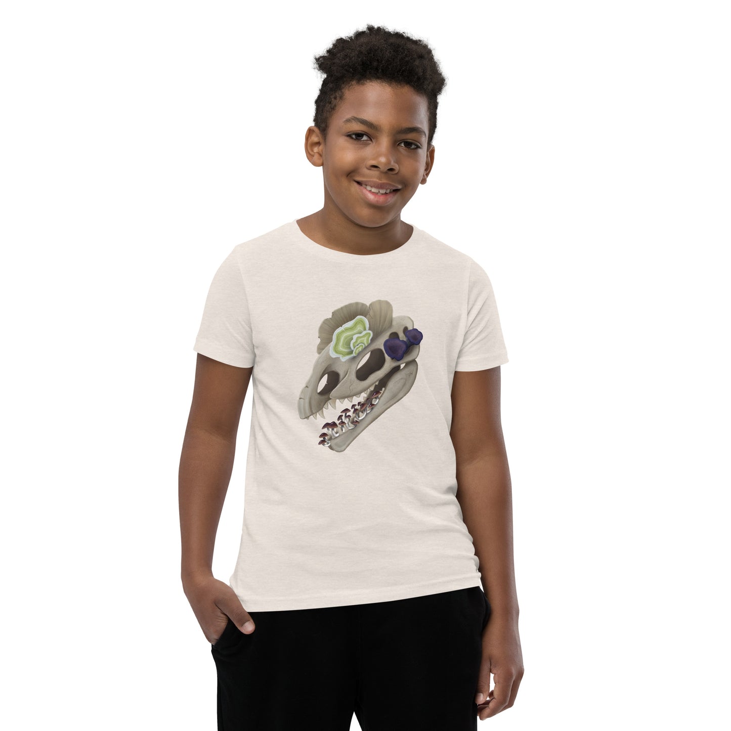 Fungal Dilophosaurus Skull - Unisex Youth Short Sleeve T-Shirt