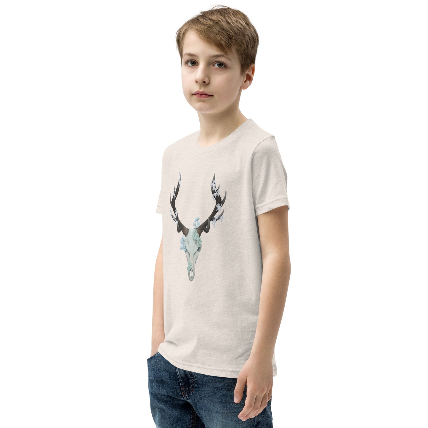 Fungal Elk Skull - Youth Short Sleeve T-Shirt