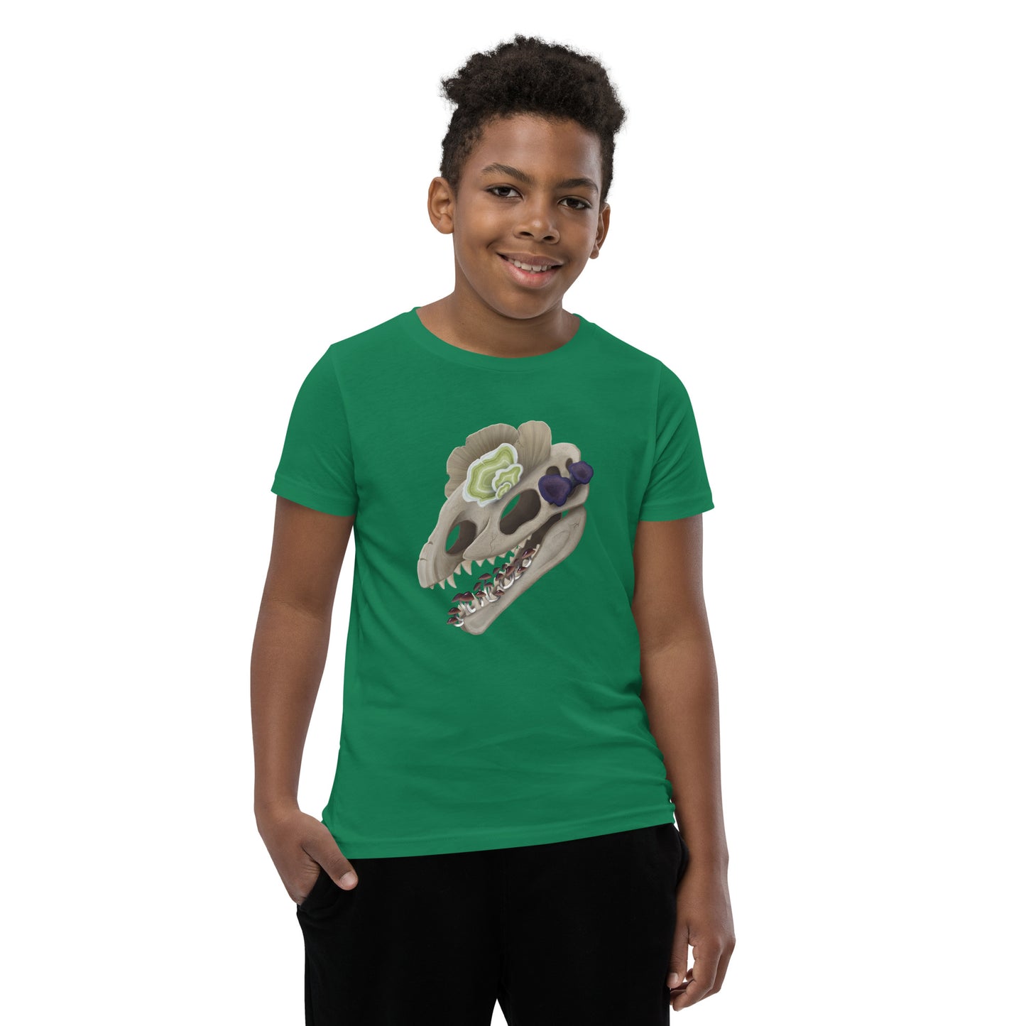 Fungal Dilophosaurus Skull - Unisex Youth Short Sleeve T-Shirt