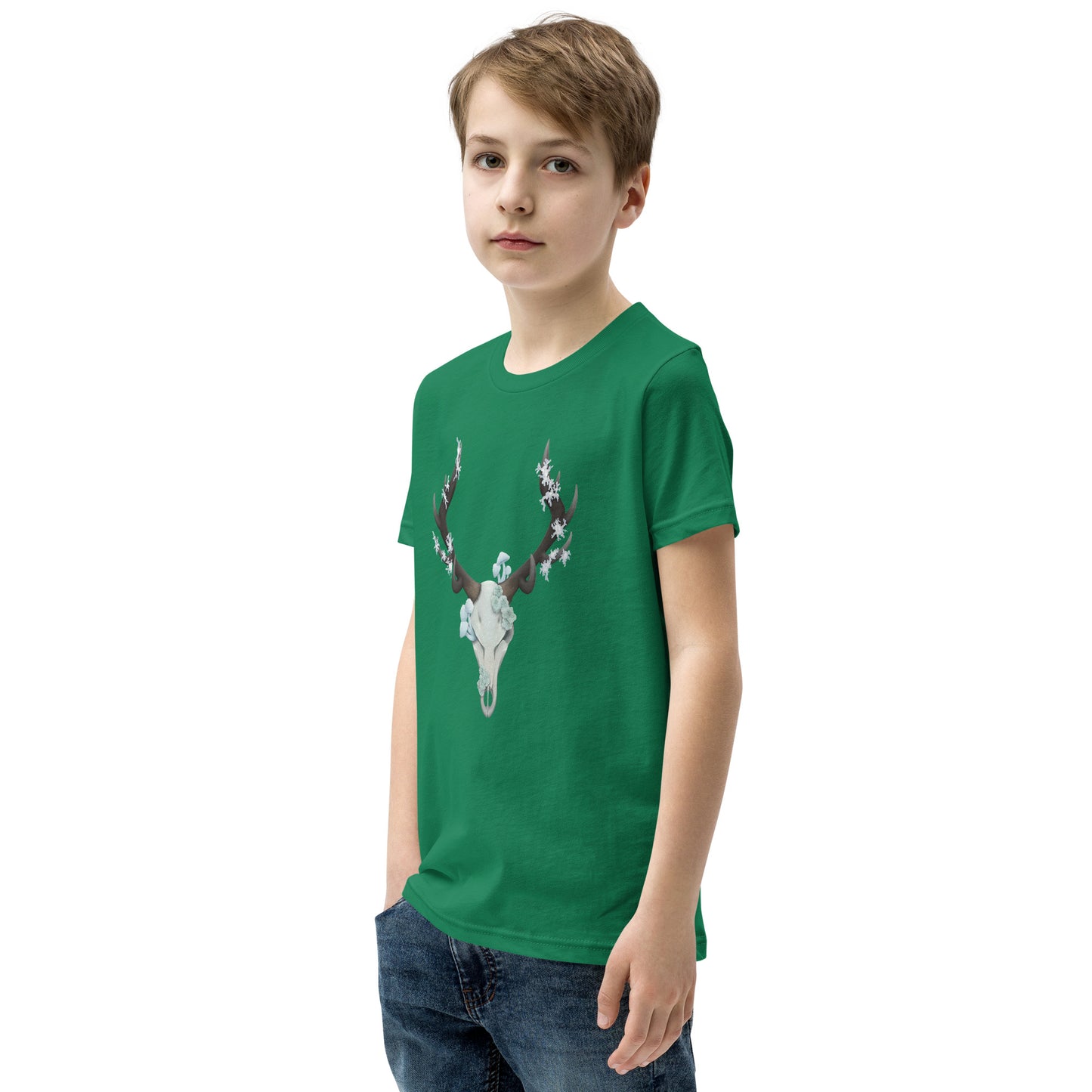 Fungal Elk Skull - Youth Short Sleeve T-Shirt