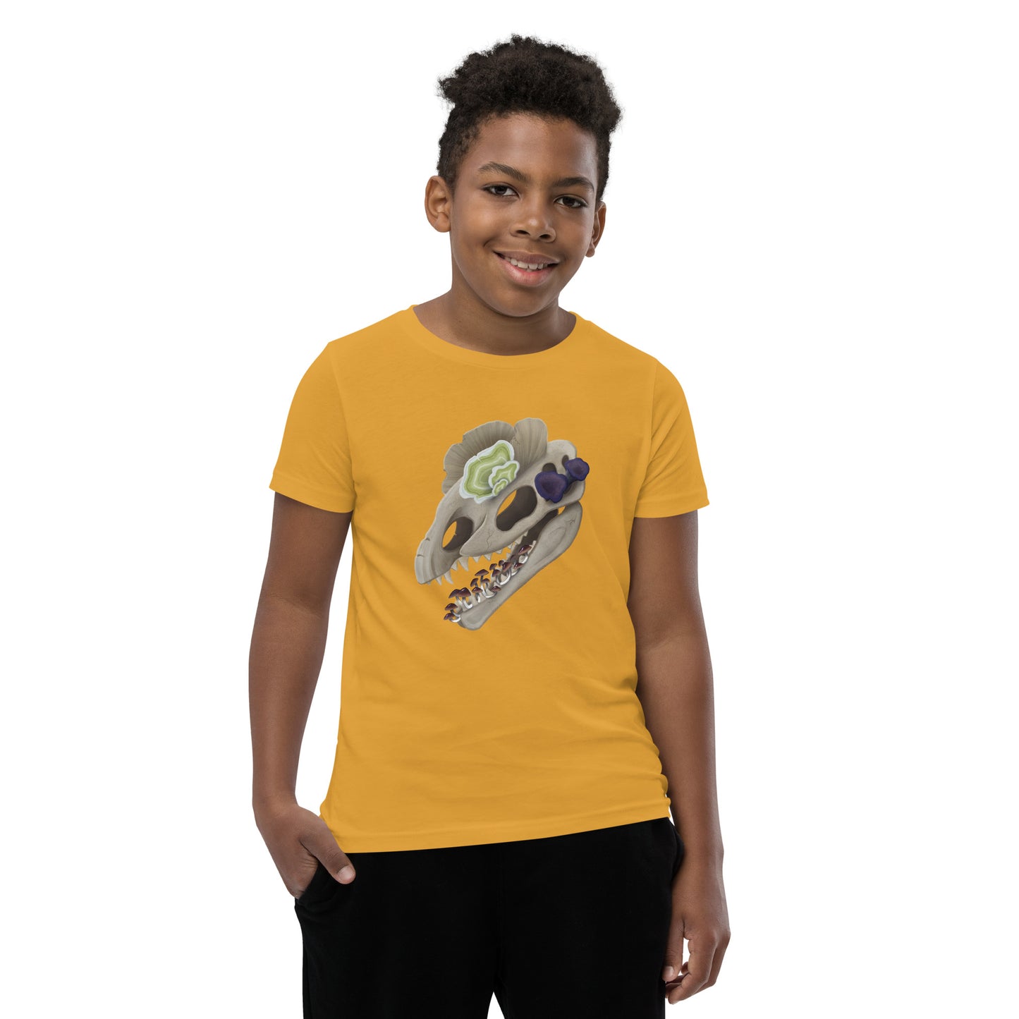 Fungal Dilophosaurus Skull - Unisex Youth Short Sleeve T-Shirt