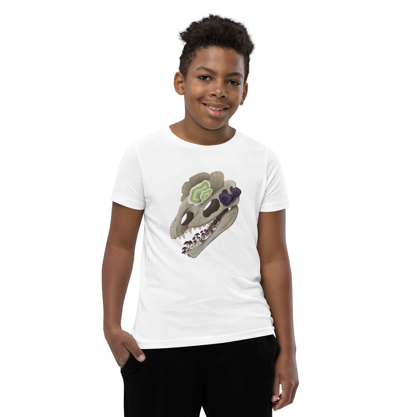 Fungal Dilophosaurus Skull - Unisex Youth Short Sleeve T-Shirt